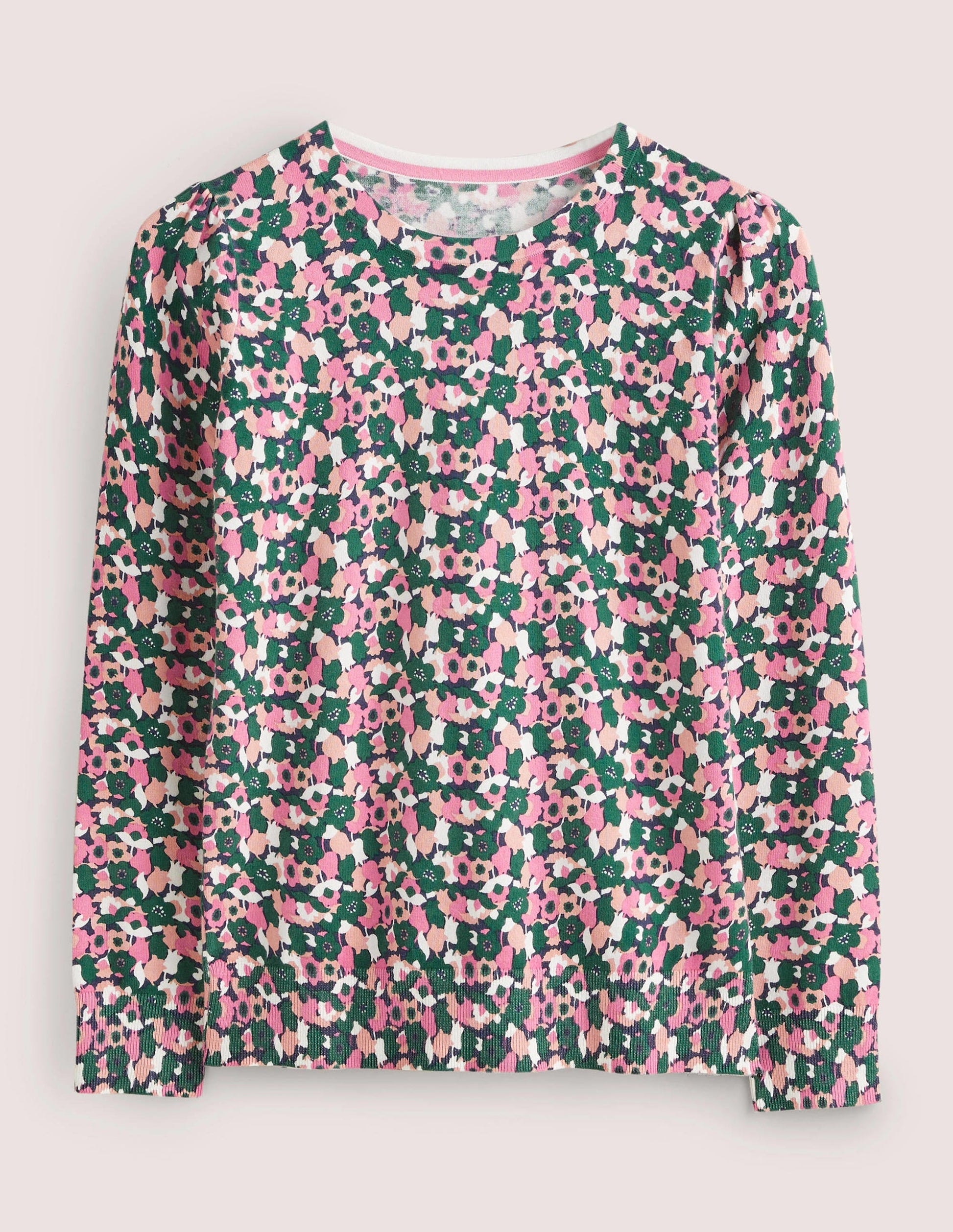 Cotton Crew Neck Sweater-Wild Rose, Tulip Cluster-7
