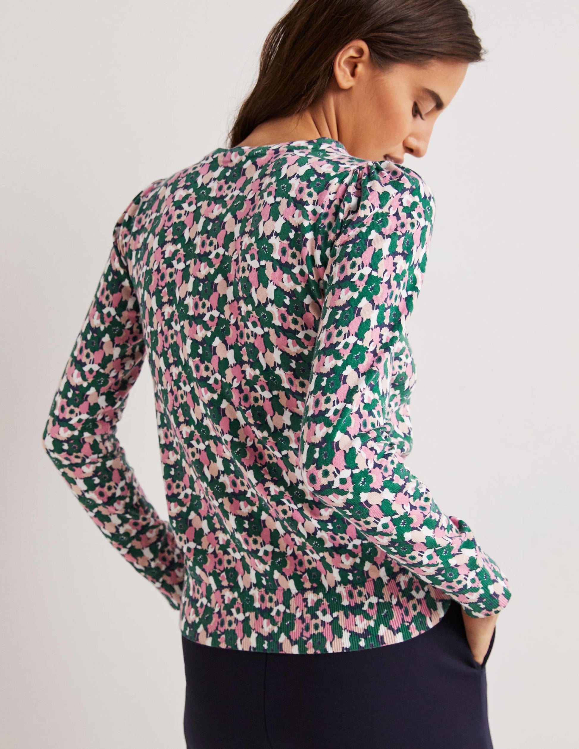 Cotton Crew Neck Sweater-Wild Rose, Tulip Cluster-3