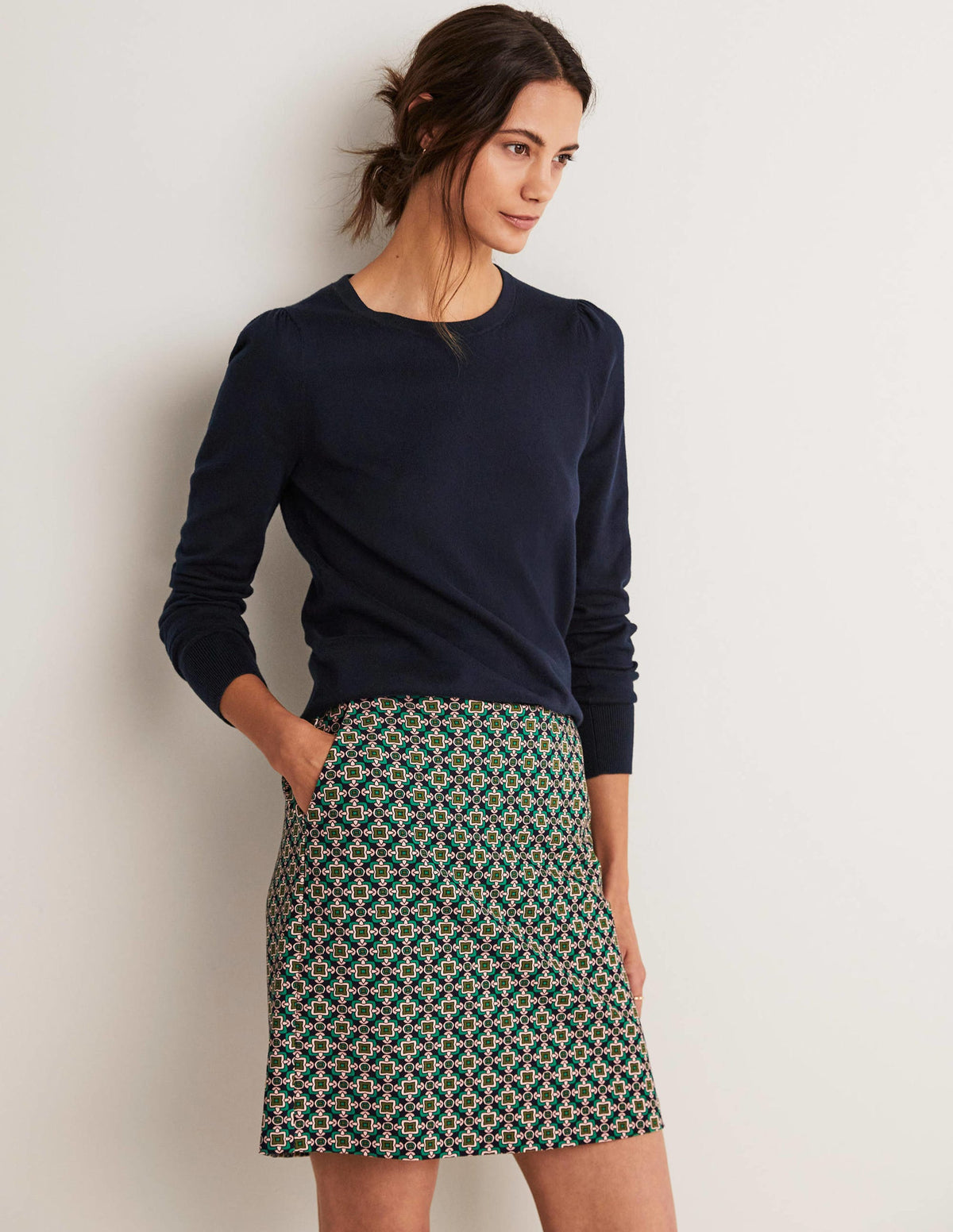 Cotton Crew Neck Sweater-Navy - Image 5