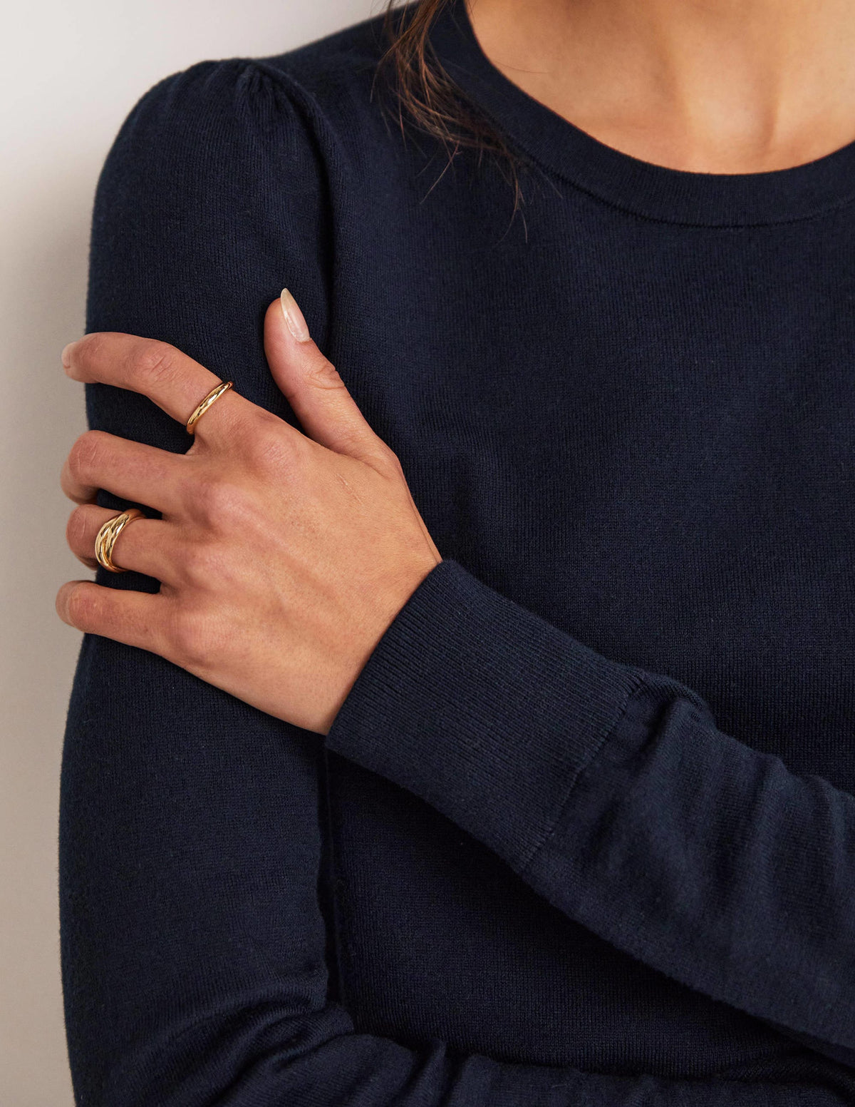Cotton Crew Neck Sweater-Navy - Image 6
