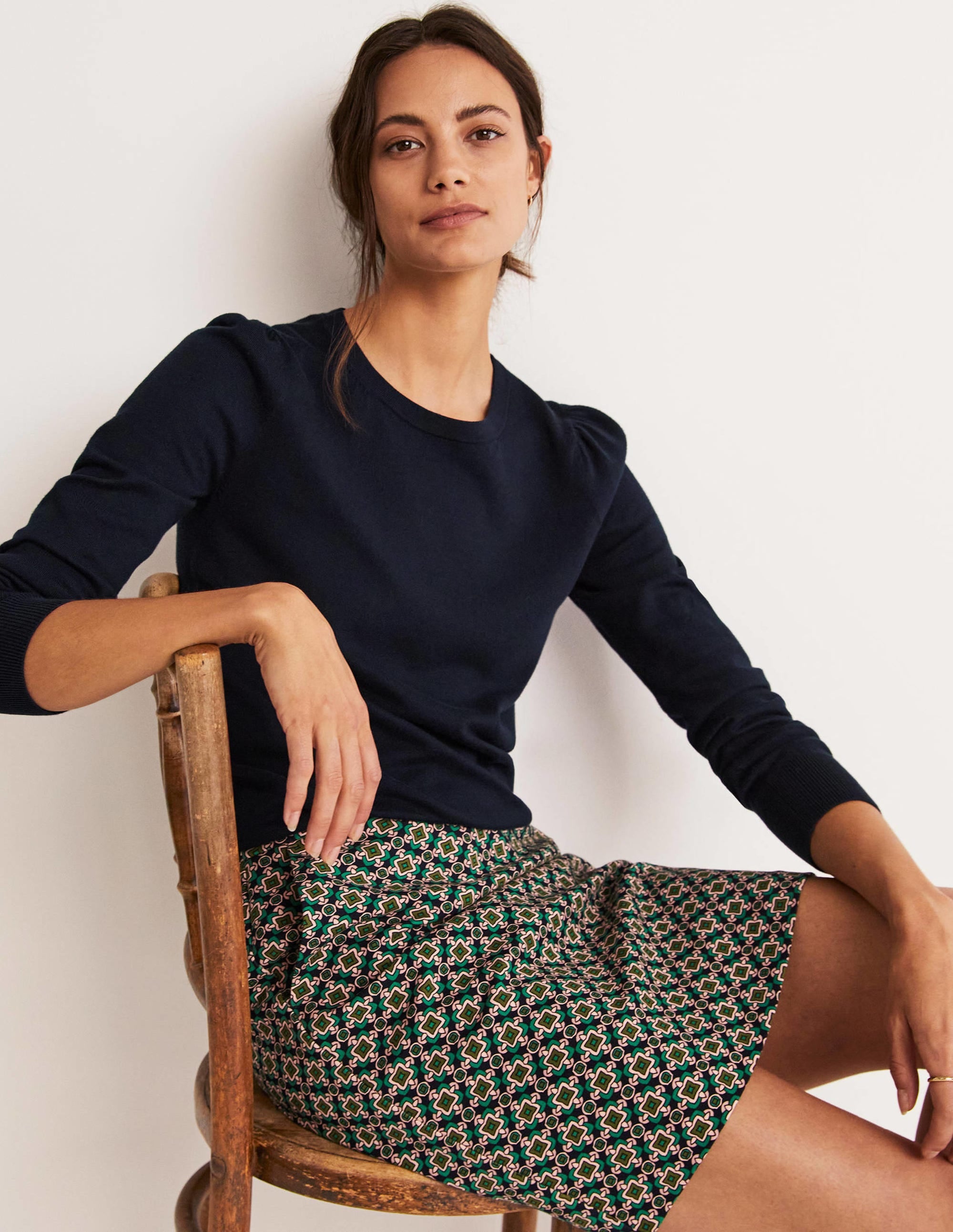 Cotton Crew Neck Sweater-Navy - Image 8