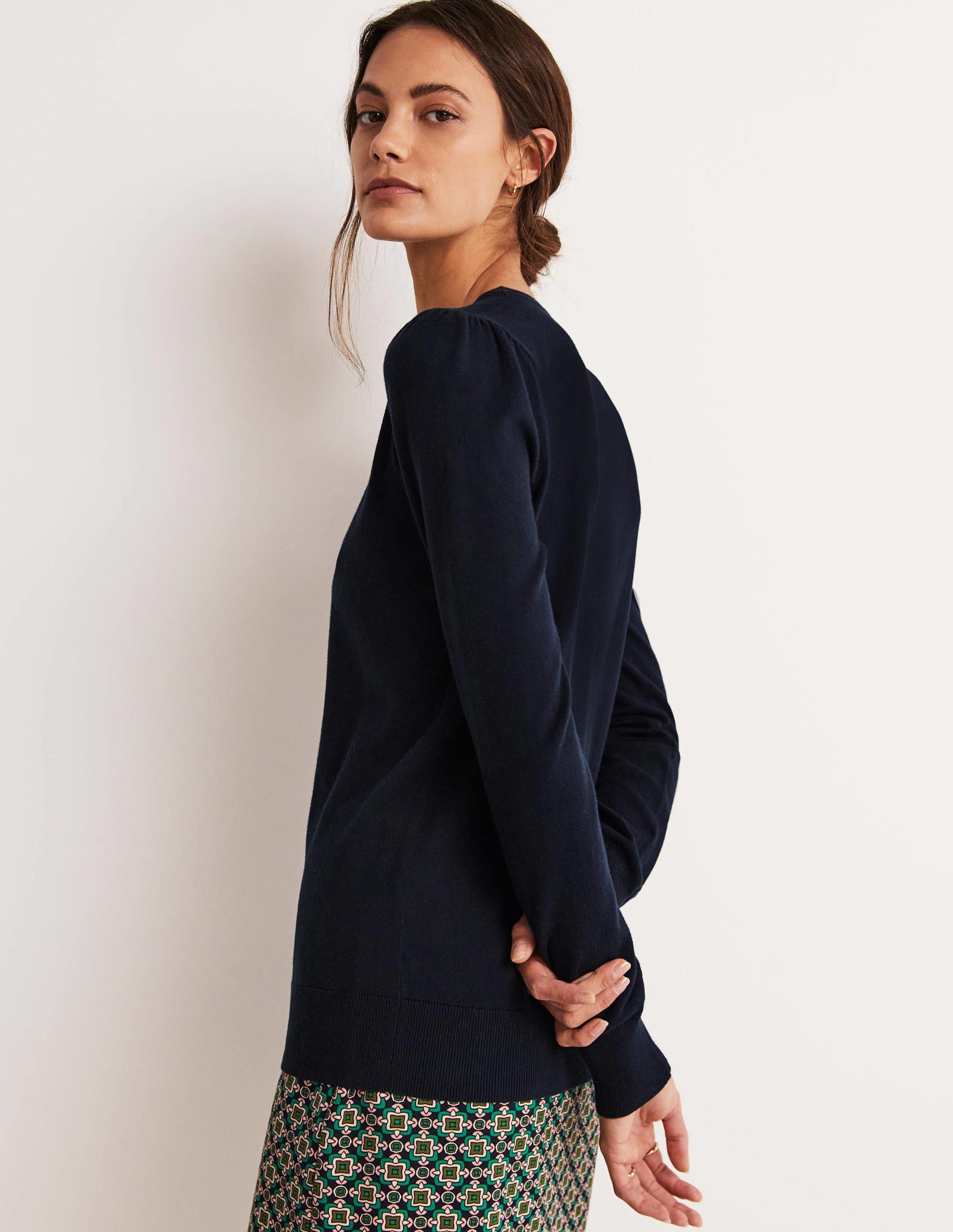 Cotton Crew Neck Sweater-Navy - Image 9