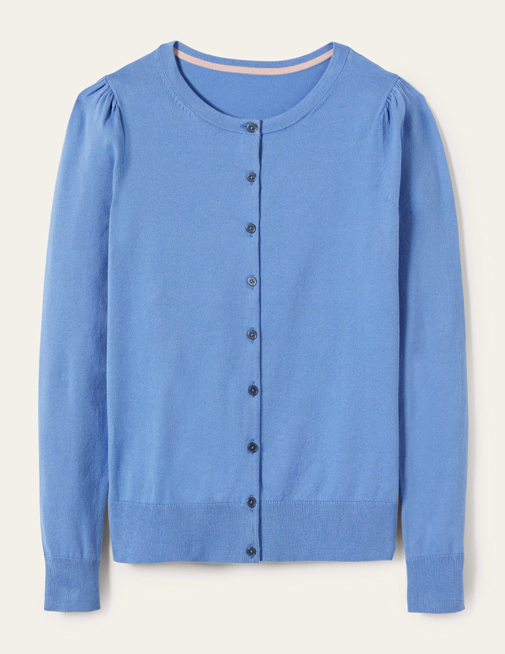 Cotton Crew Neck Cardigan-Riviera Blue-9