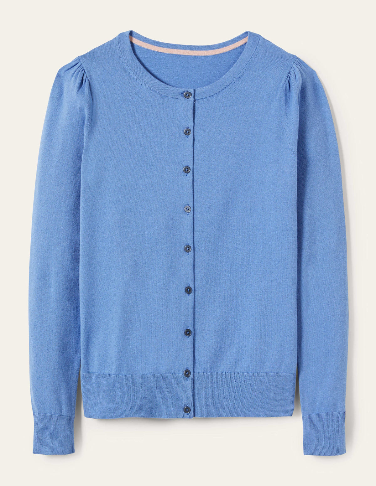 Cotton Crew Neck Cardigan-Riviera Blue - Image 9