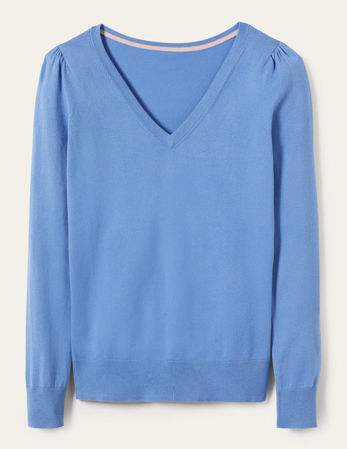 Cotton V-Neck Sweater-Riviera Blue - Image 8