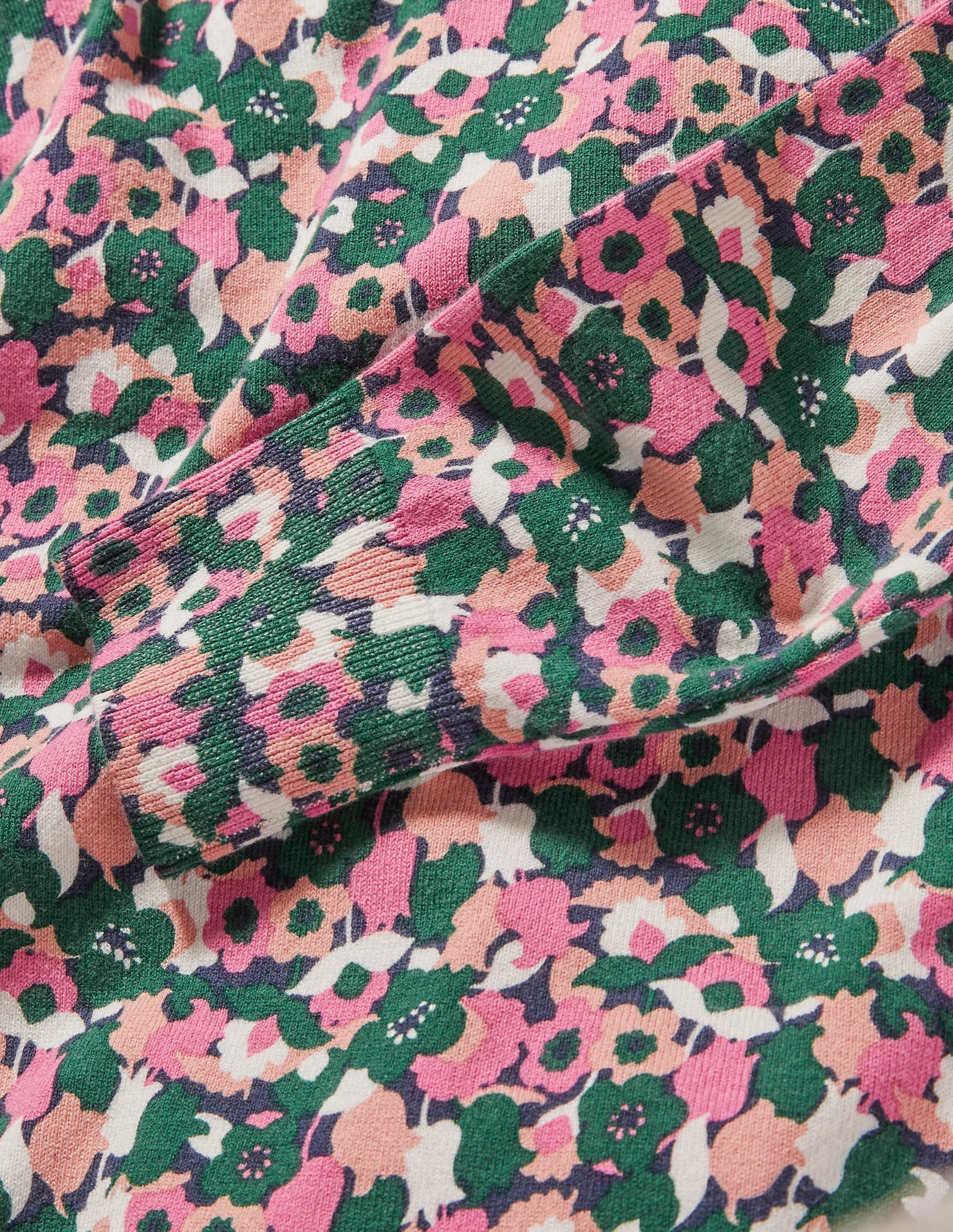 Cotton V-Neck Sweater-Wild Rose, Tulip Cluster - Image 5