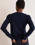 Cotton V-Neck Sweater-Navy