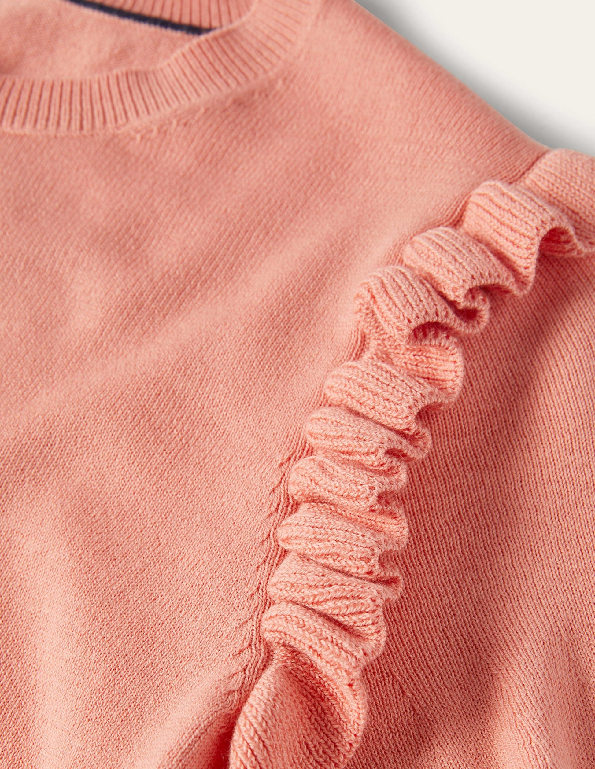 Frill Shoulder Cotton Cardigan-Chalky Coral Pink-6