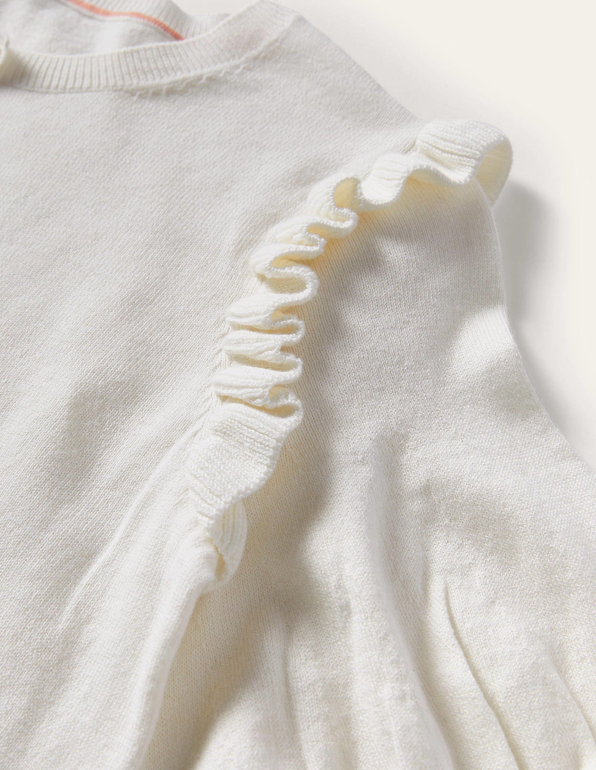 Frill Shoulder Cotton Cardigan-Ivory-9