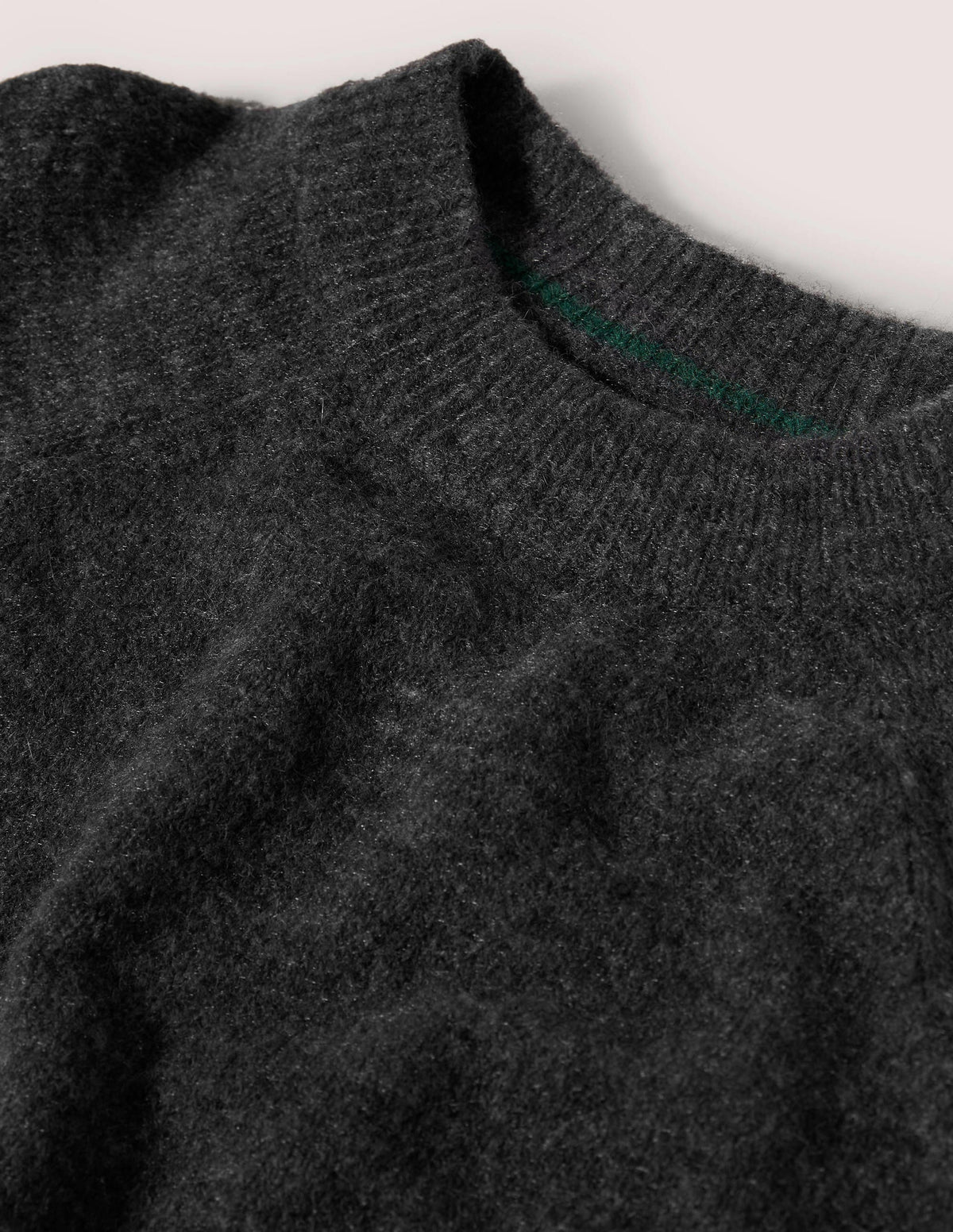 Blouson Sleeve Fluffy Sweater-Charcoal Melange - Image 5