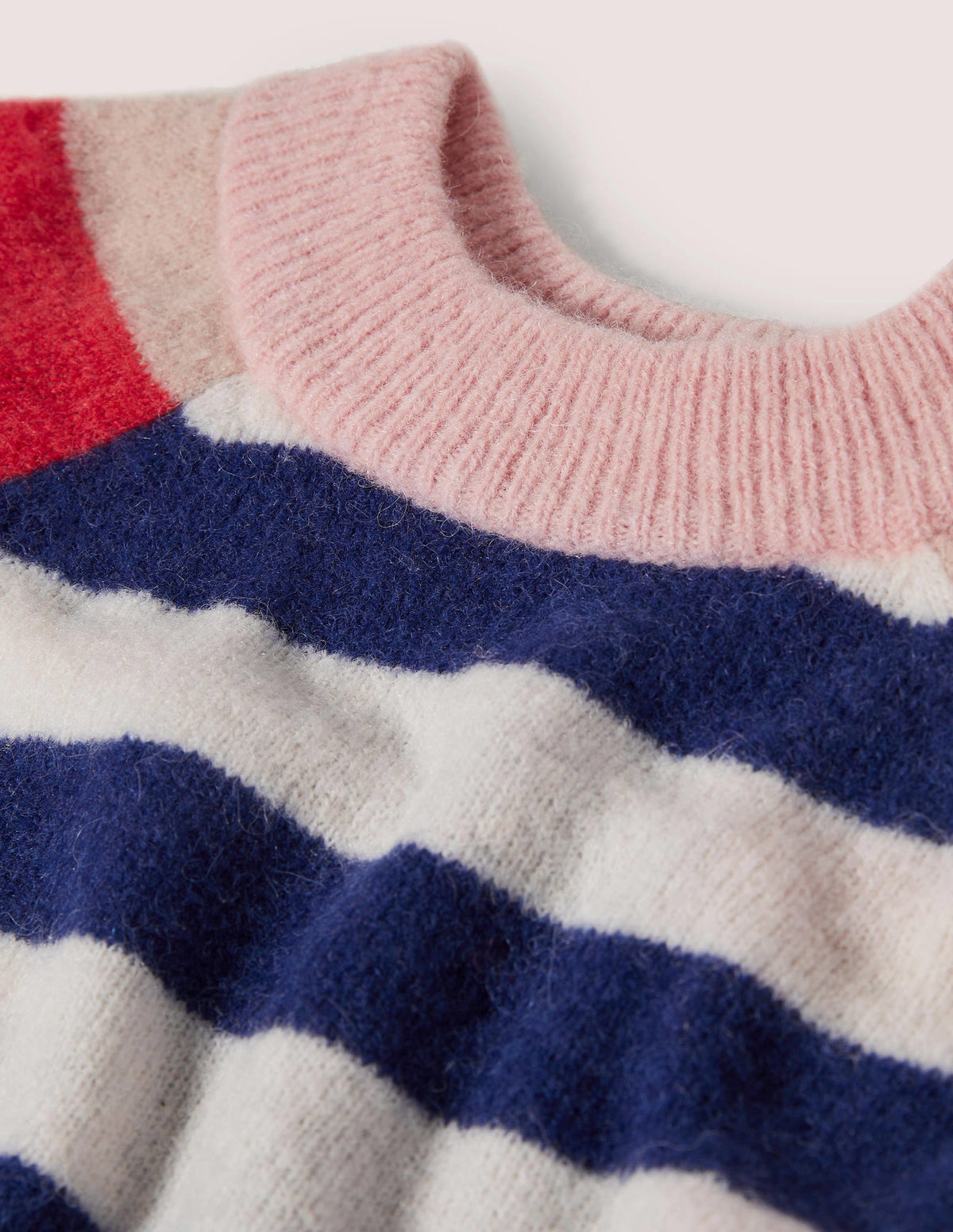 Blouson Sleeve Fluffy Sweater-Starboard, Ivory Mixed Stripe - Image 5