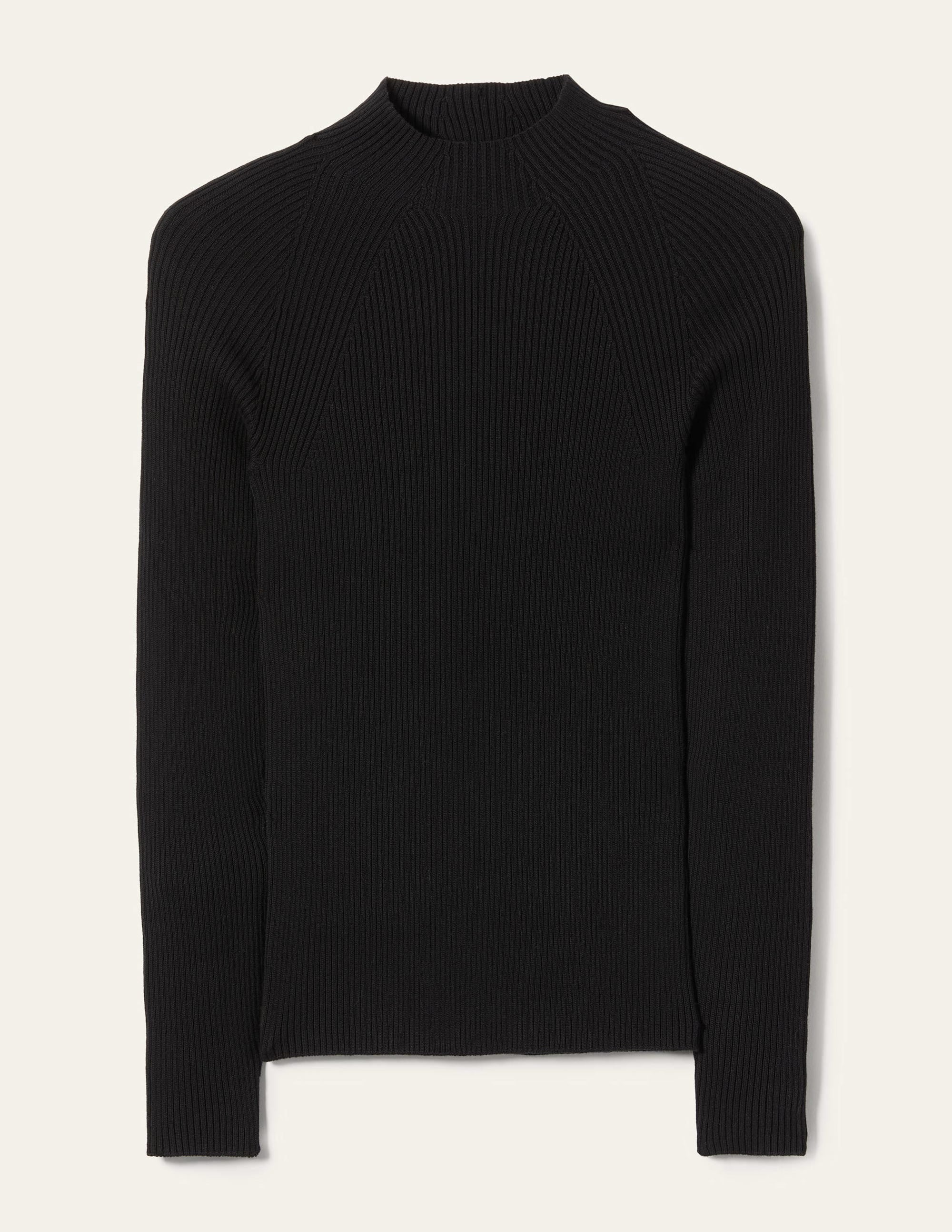 Ribbed High Neck Sweater-Black - Image 11