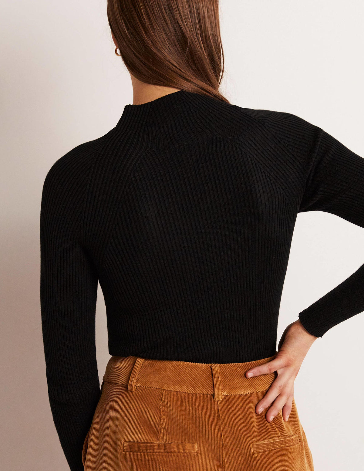 Ribbed High Neck Sweater-Black - Image 3