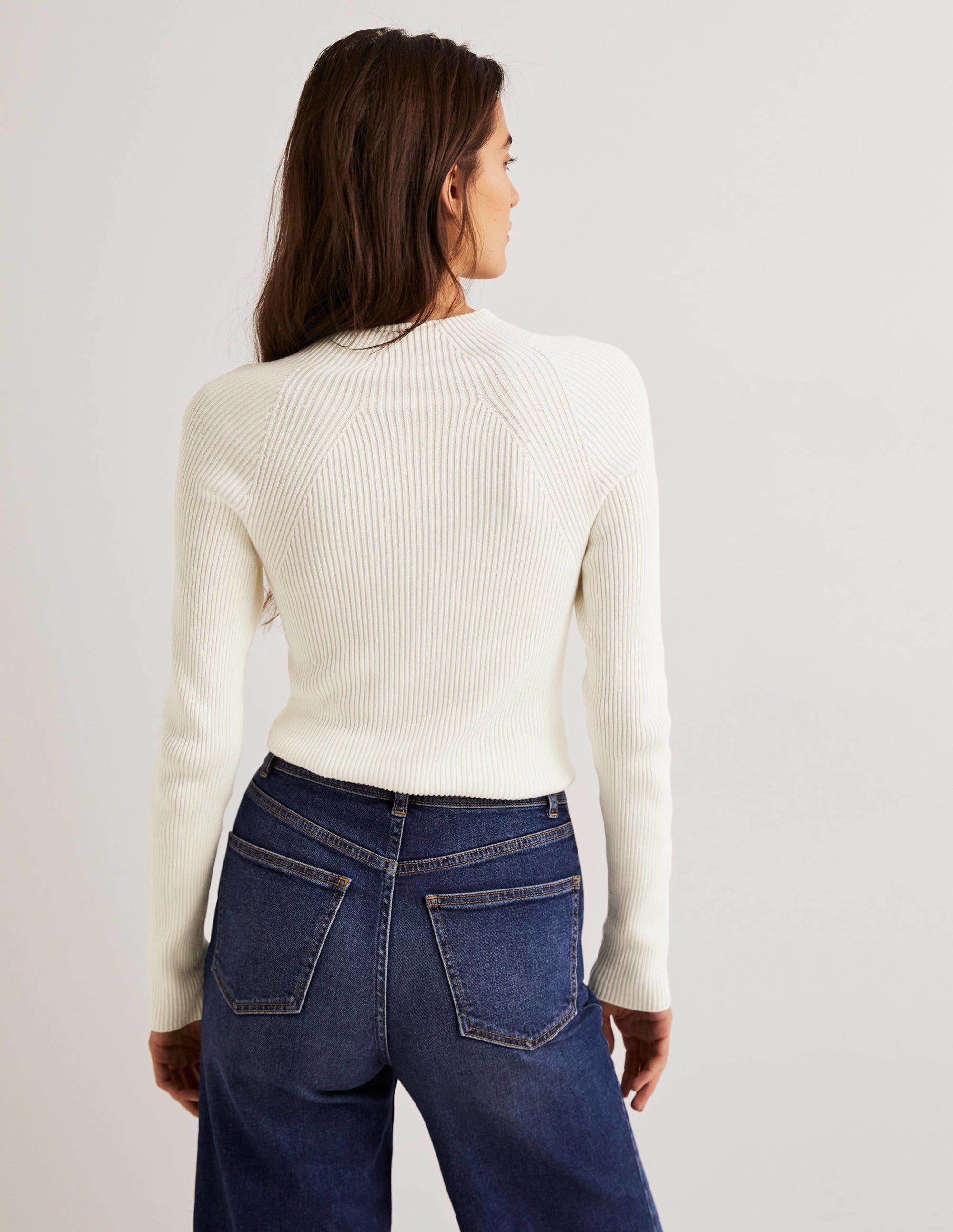 Ribbed High Neck Sweater-Ivory - Image 3