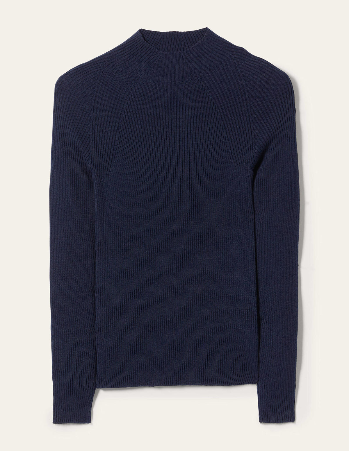 Ribbed High Neck Sweater-Navy-9