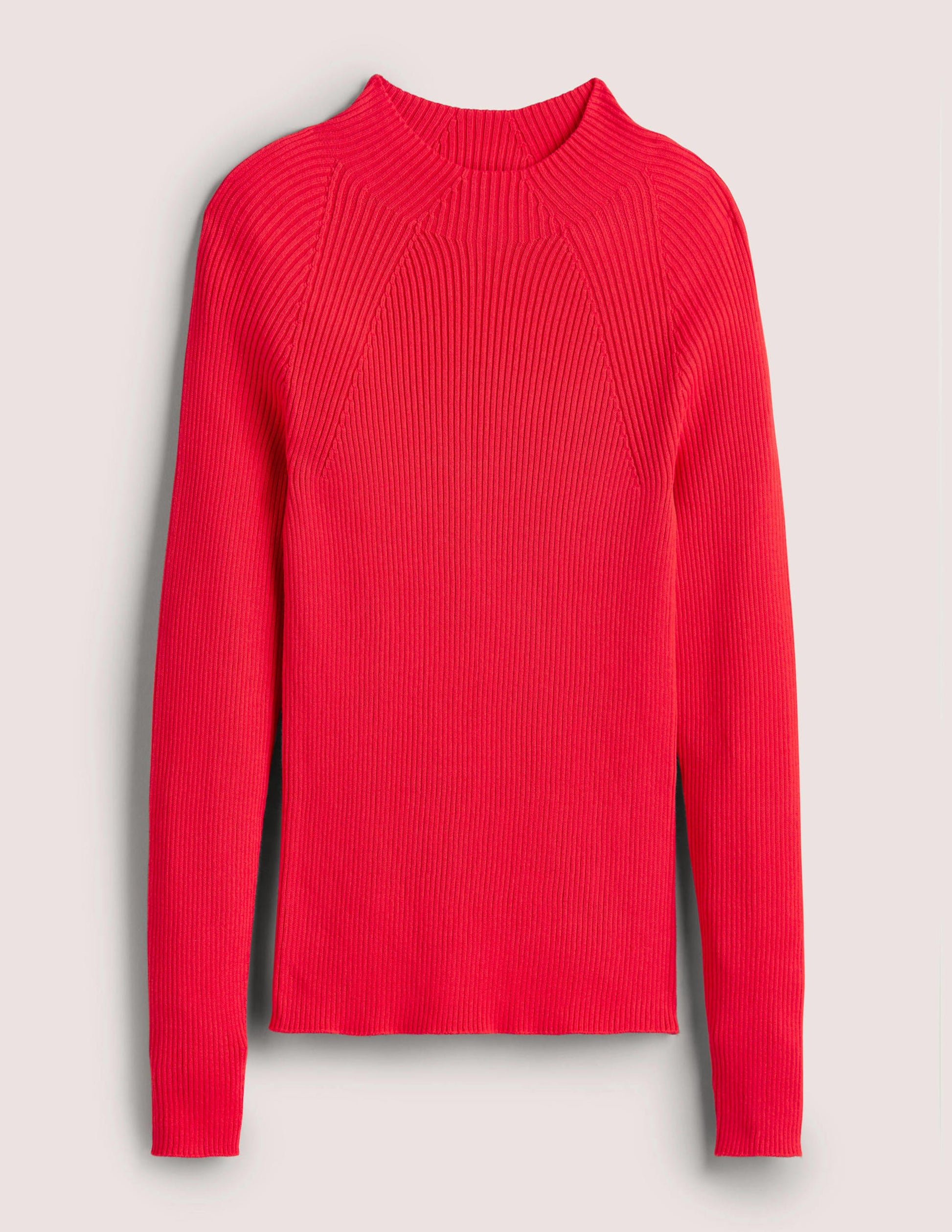 Ribbed High Neck Sweater-Strawberry Tart Red-6
