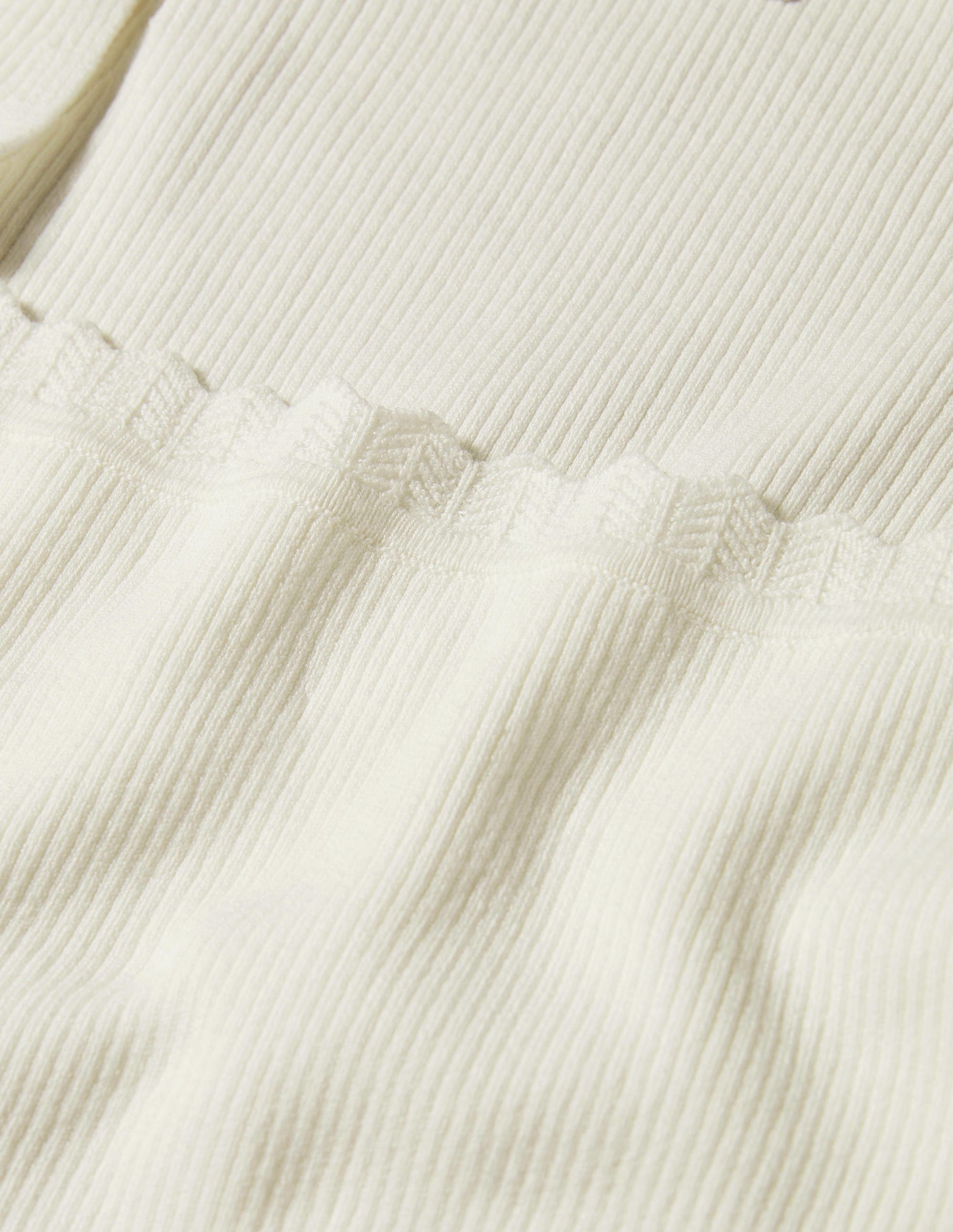 Ribbed Square Neck Knitted Top-Ivory - Image 5
