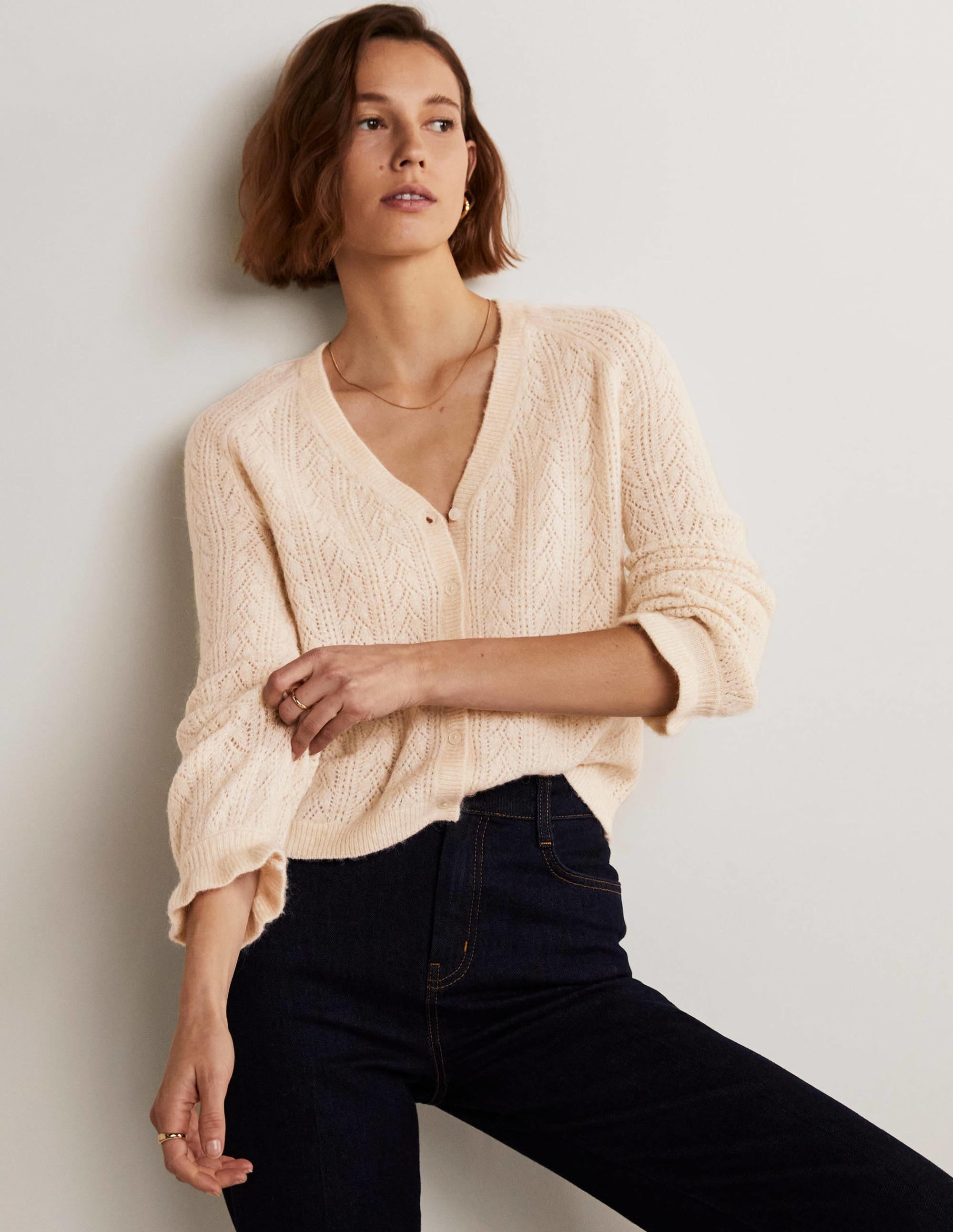 Fluffy Pointelle Cardigan-Rope - Image 6