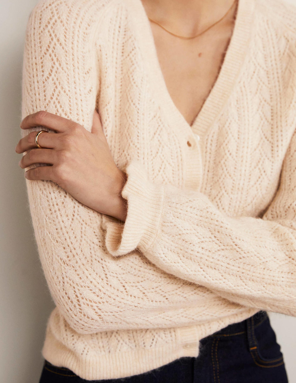 Fluffy Pointelle Cardigan-Rope-10