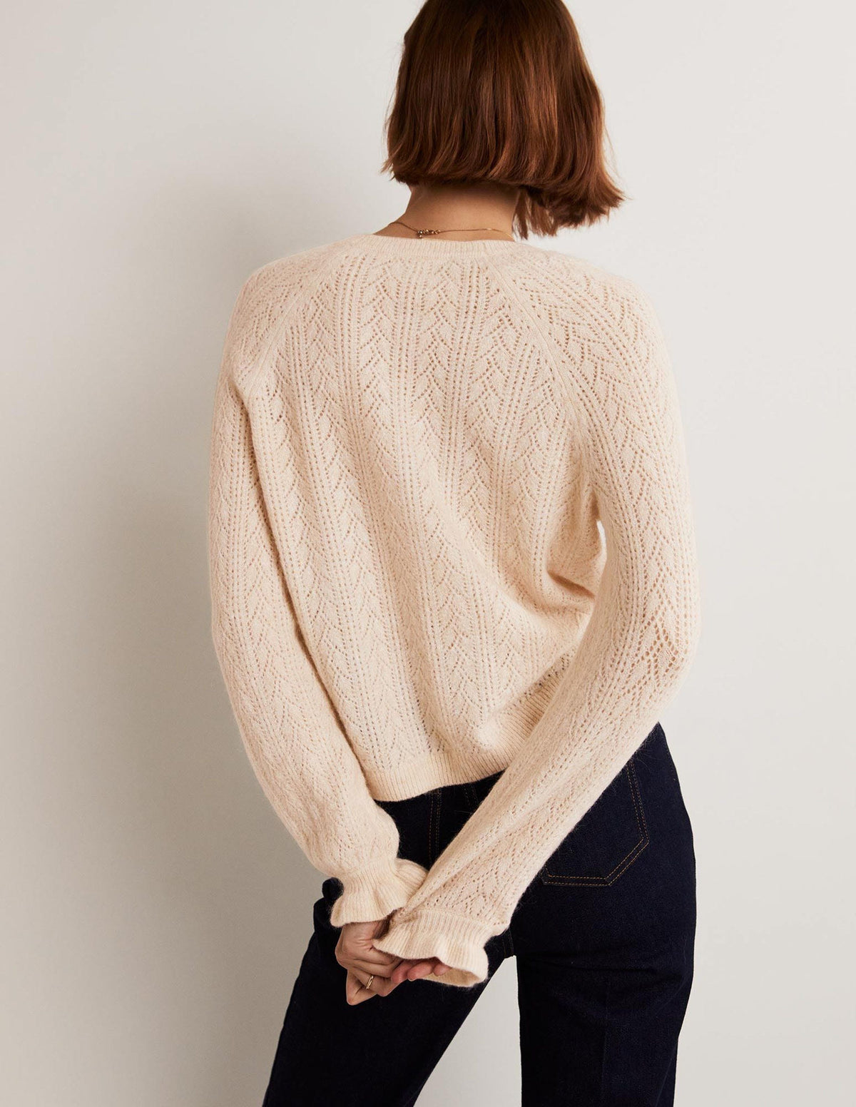 Fluffy Pointelle Cardigan-Rope - Image 3