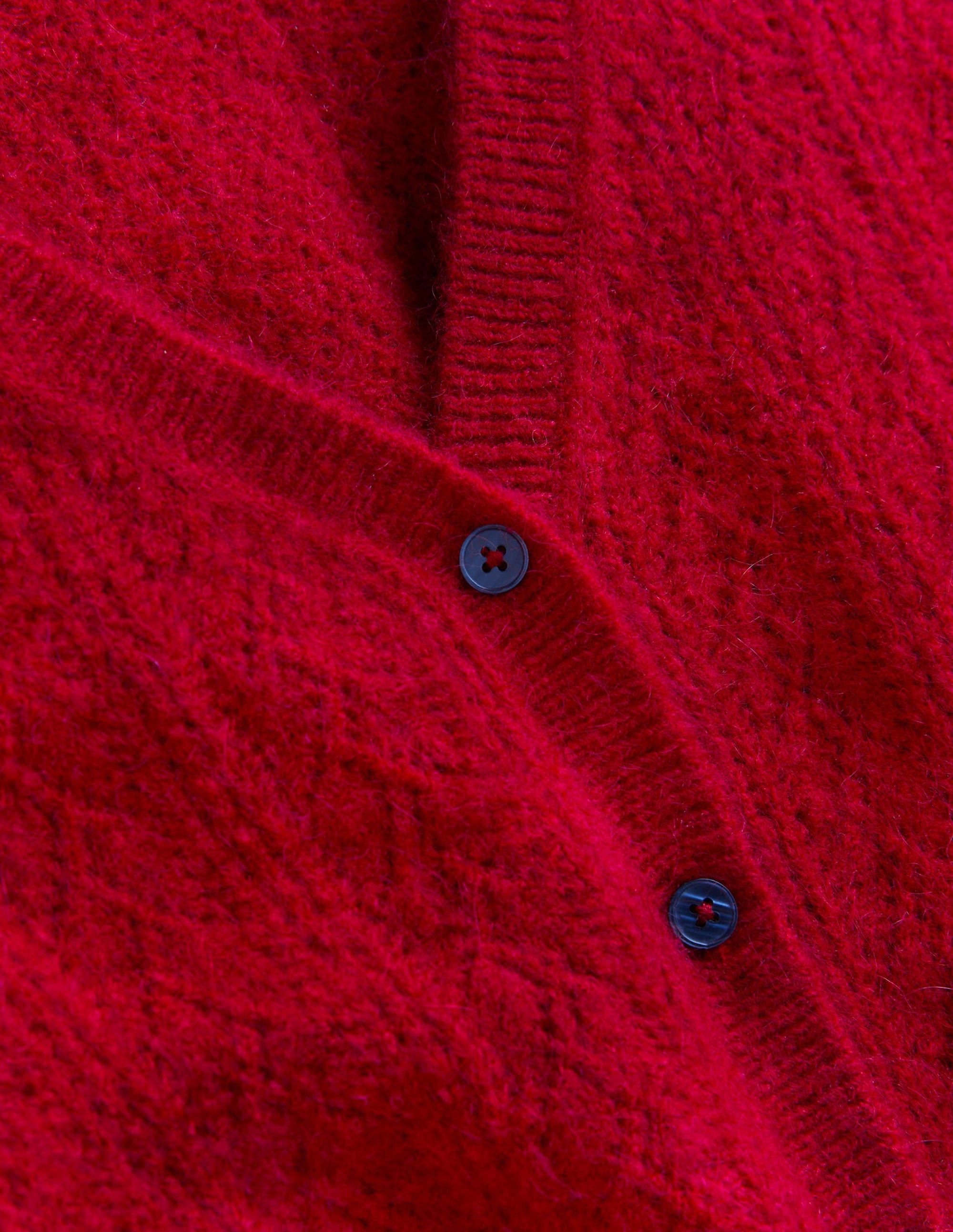Fluffy Pointelle Cardigan-Ruby Red - Image 7