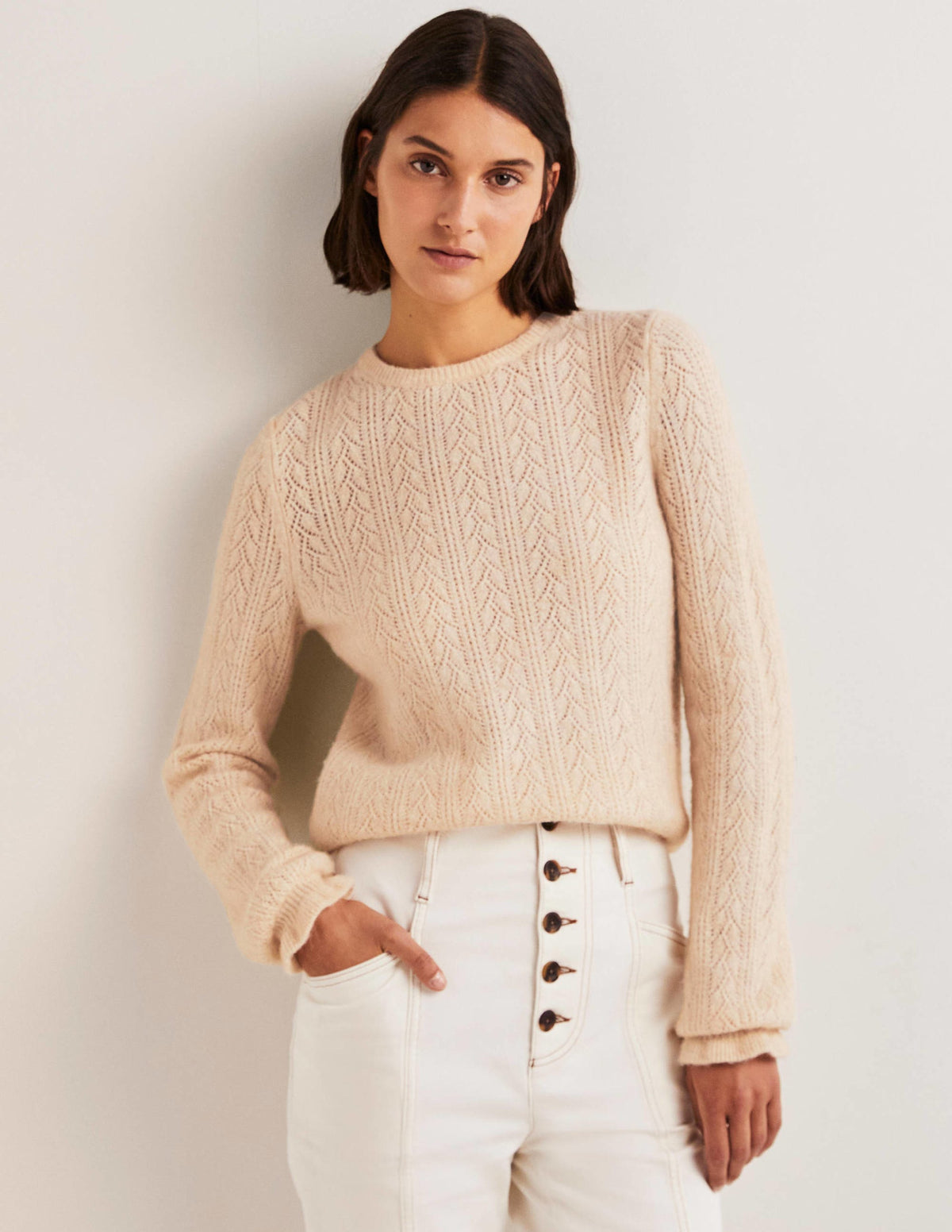 Fluffy Pointelle Sweater-Rope - Image 1