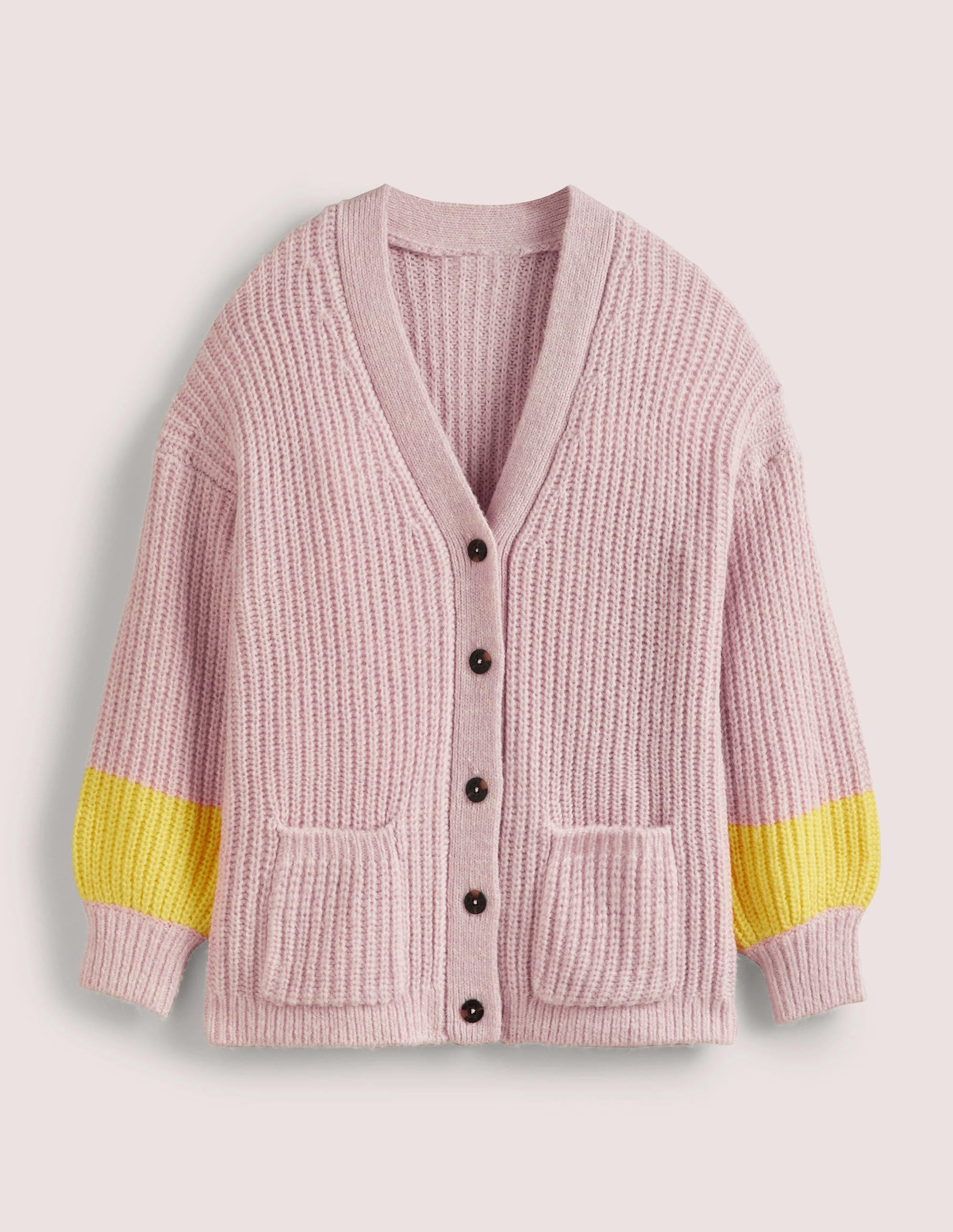 Fluffy Rib Relaxed Cardigan-Milkshake Pink, Neon Yellow - Image 7