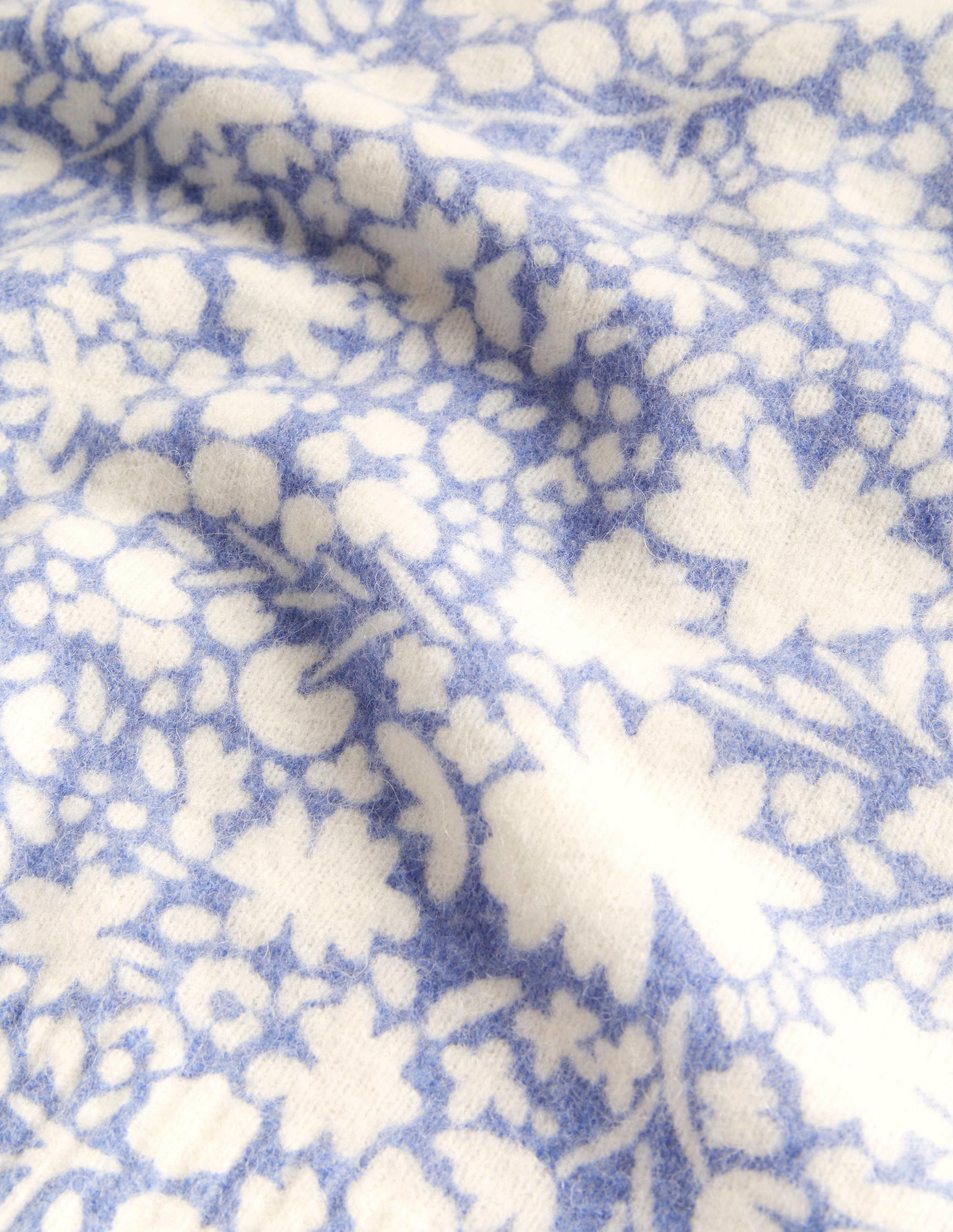 Printed Puff Sleeve Sweater-Riviera Blue, Abstract Ditsy - Image 5