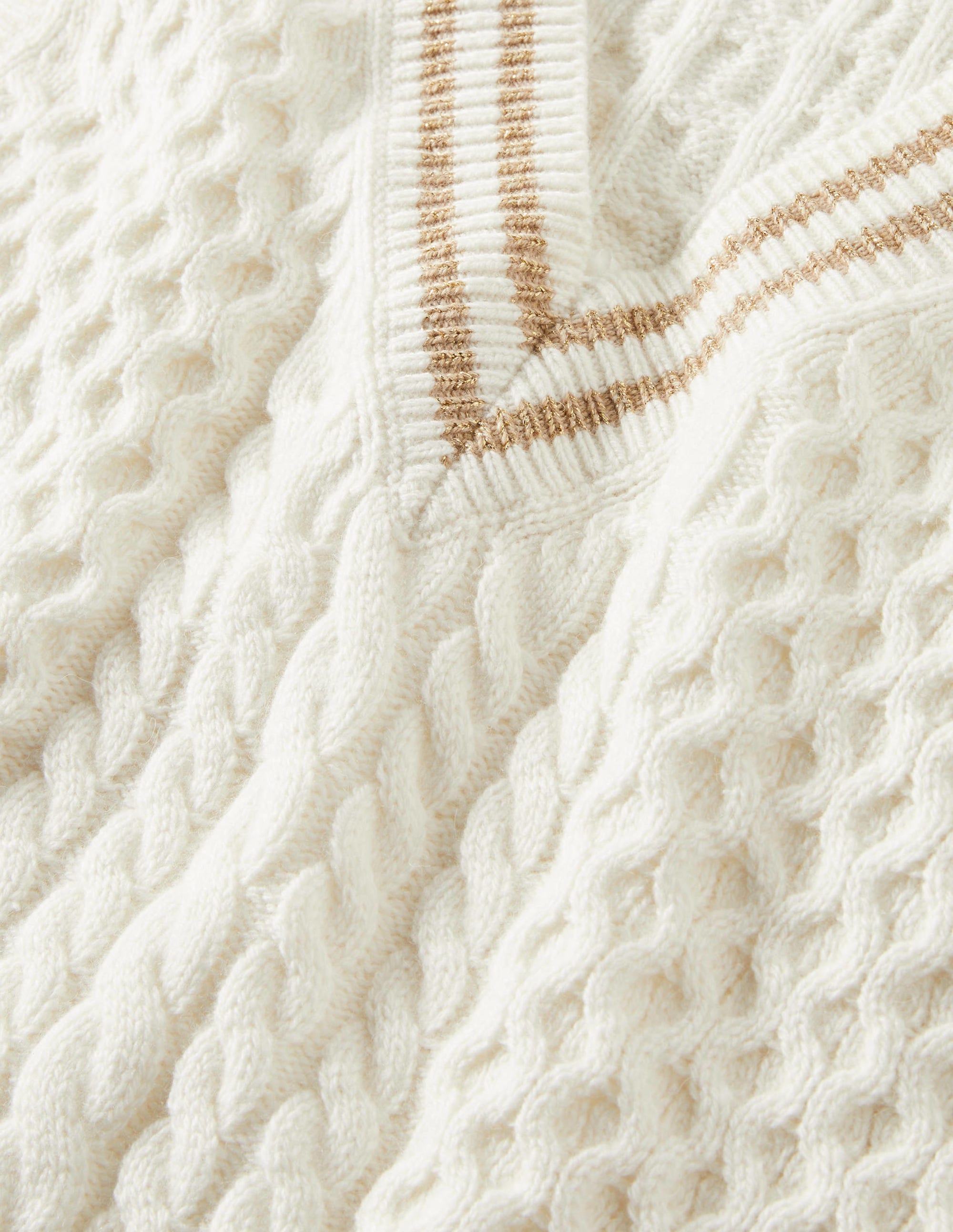 Cable Knit V-neck Sweater Vest-Ivory - Image 6
