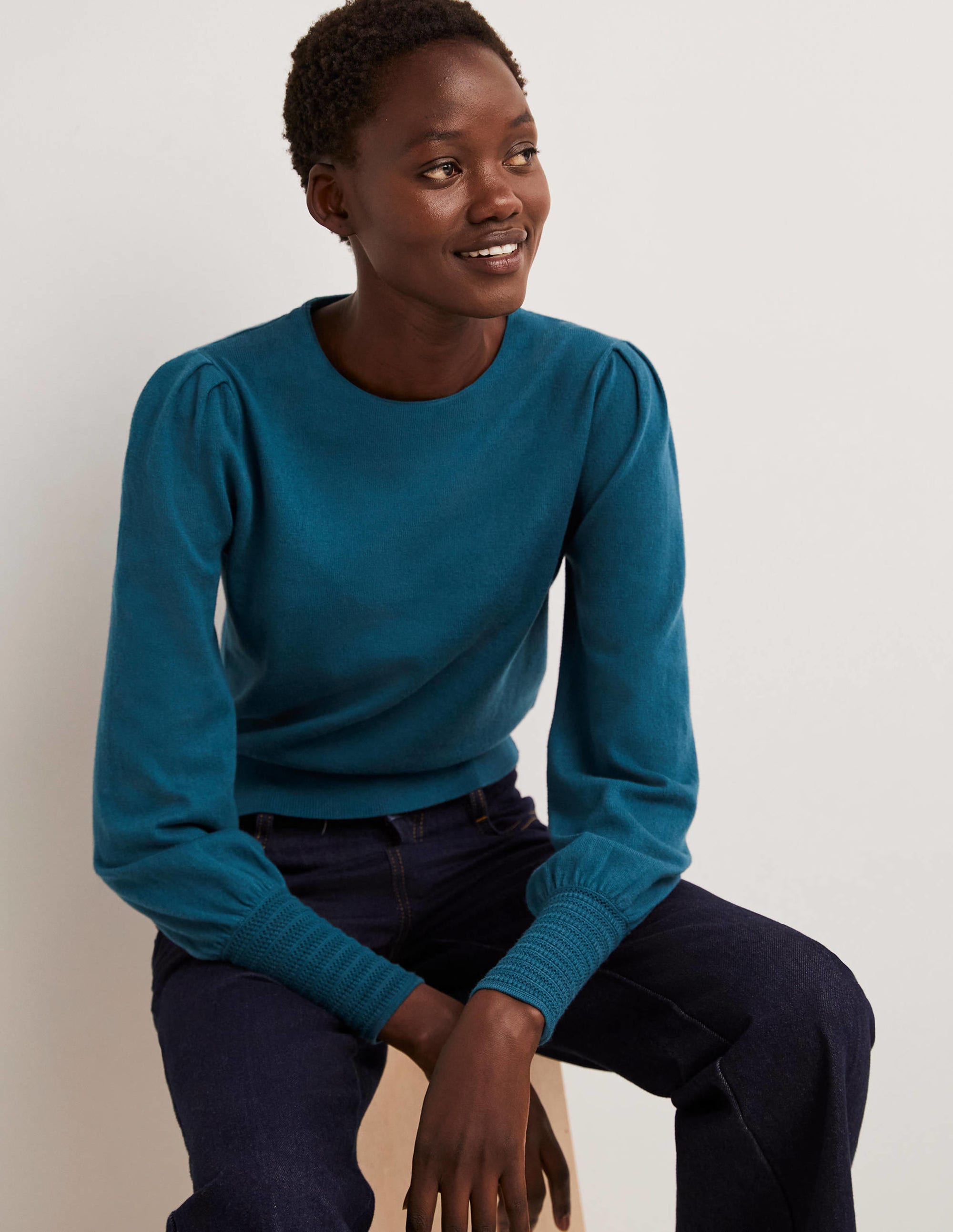 Pointelle Detail Sweater-Baltic Blue - Image 4