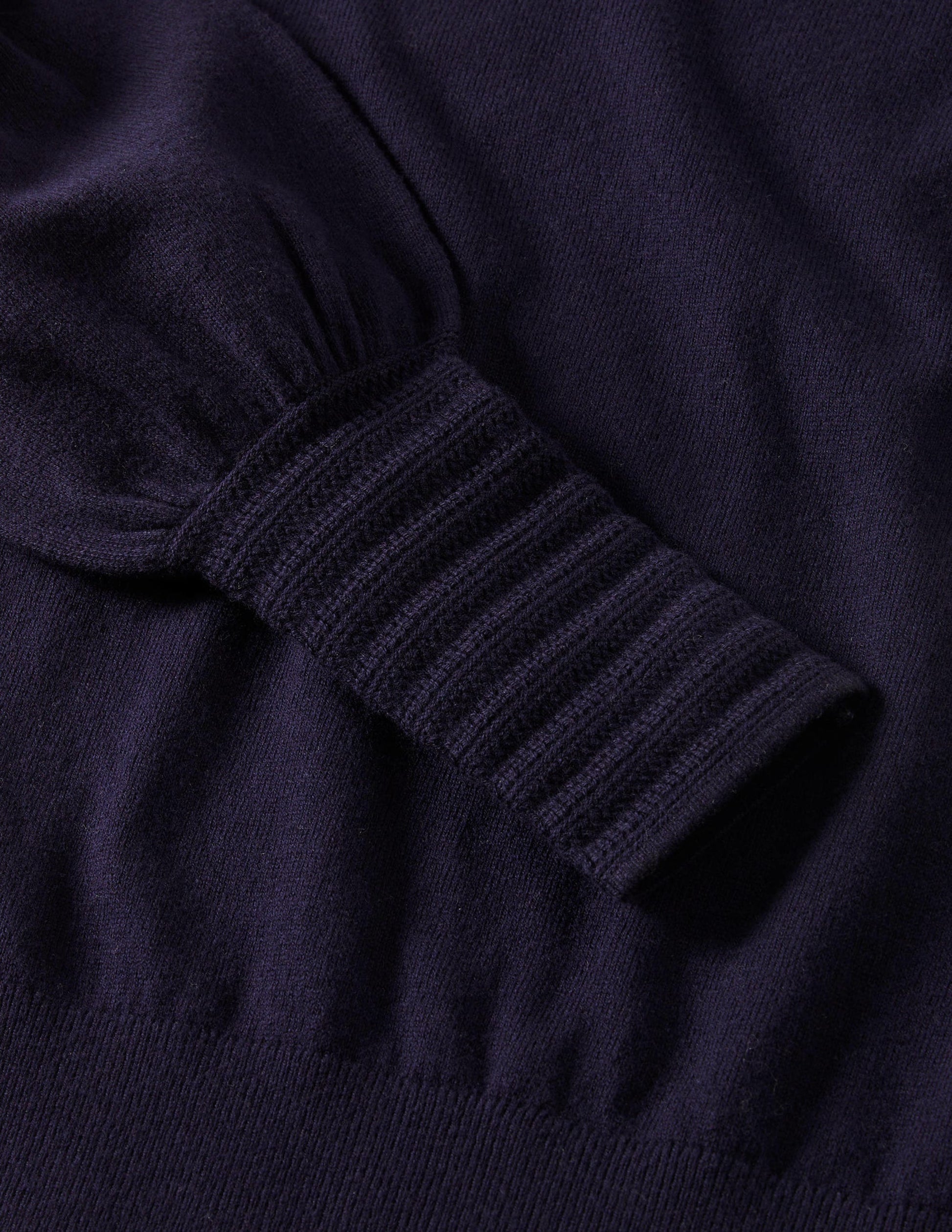 Pointelle Detail Sweater-Navy-5