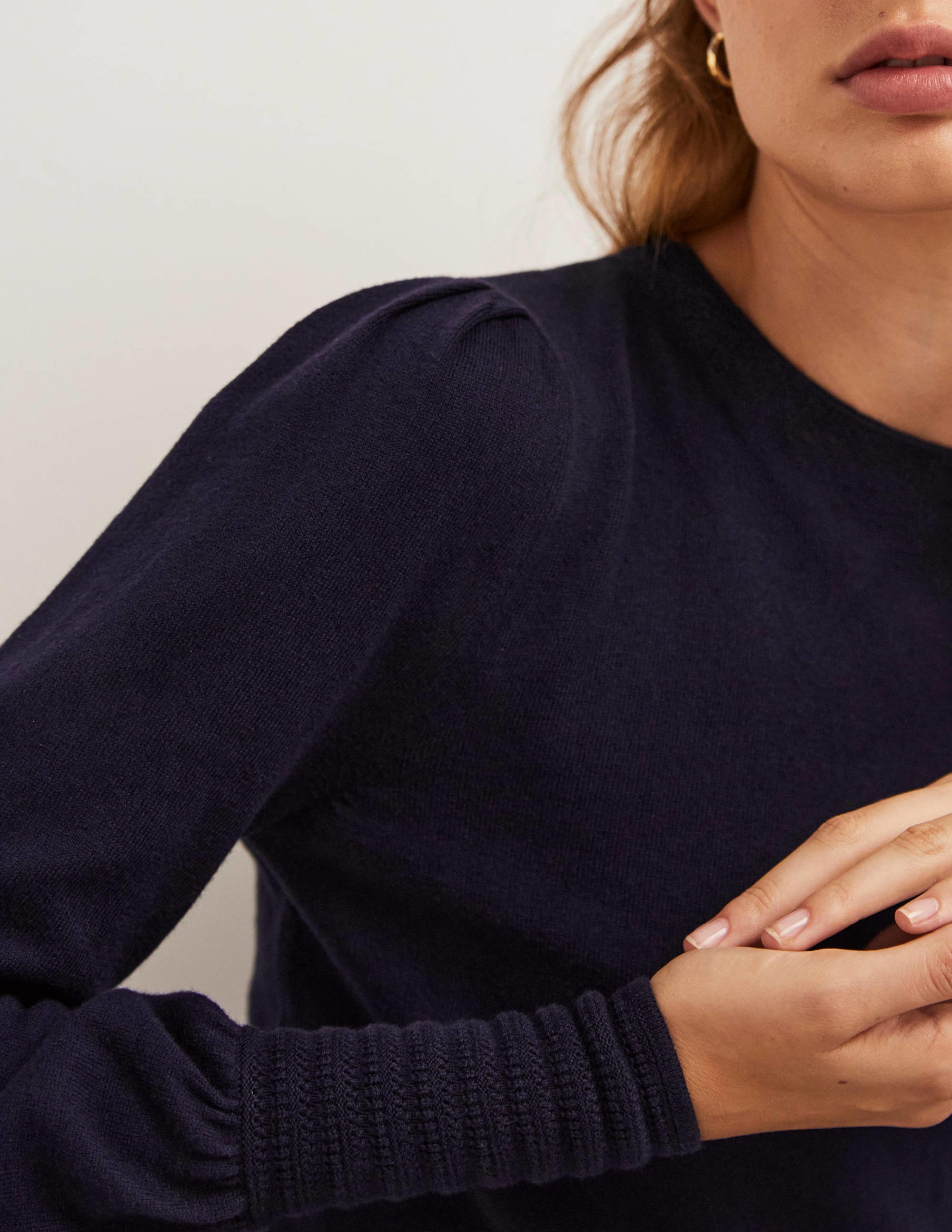 Pointelle Detail Sweater-Navy - Image 2