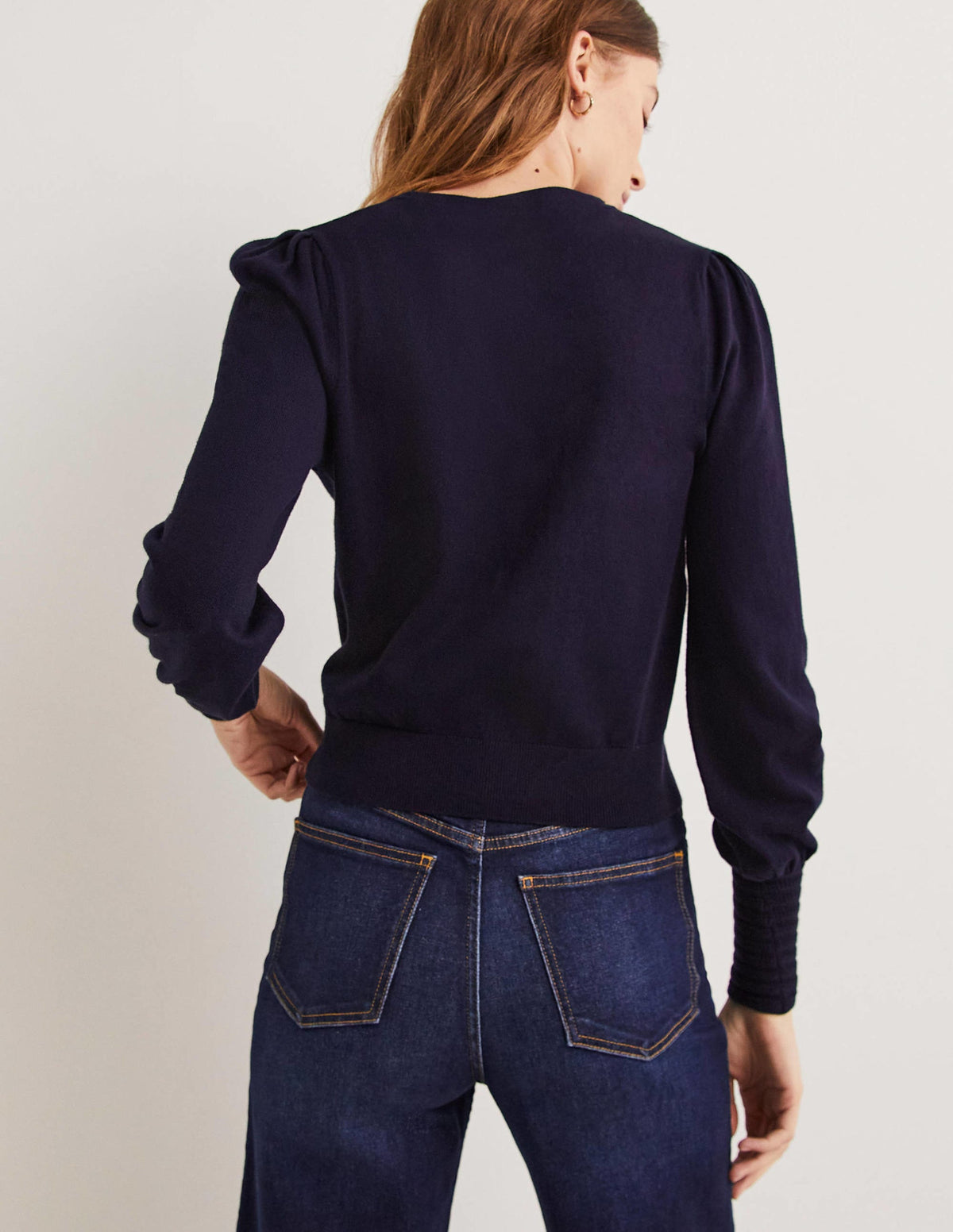 Pointelle Detail Sweater-Navy - Image 3