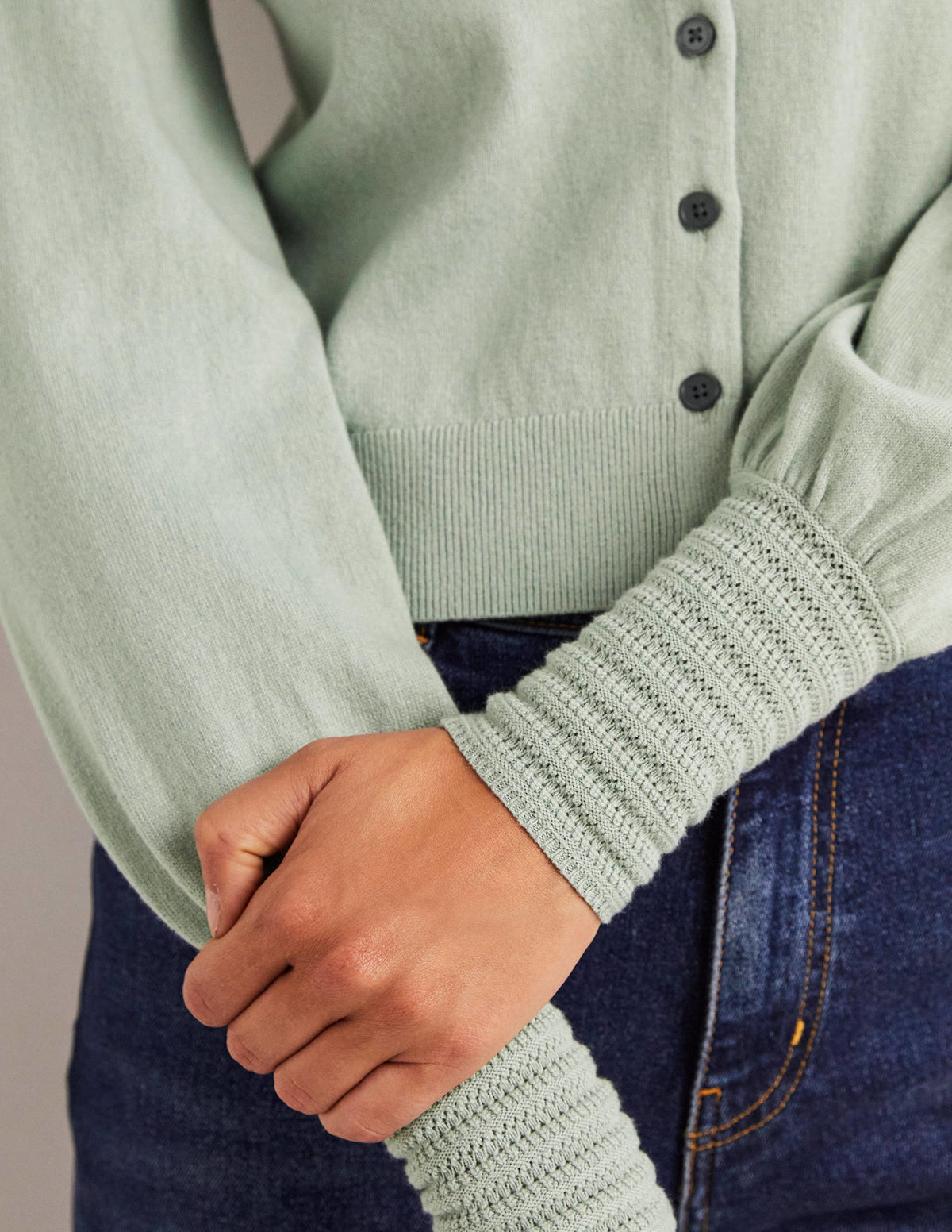 Pointelle Detail Cardigan-Jadeite Green-2