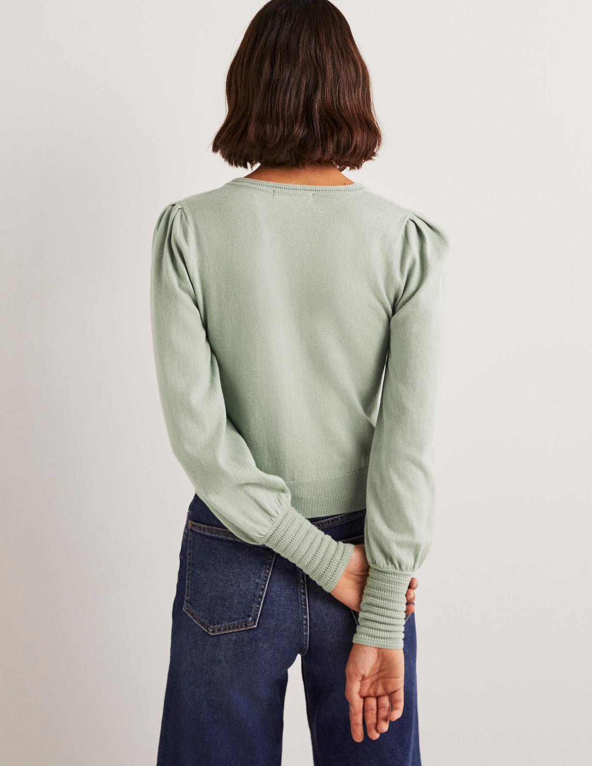 Pointelle Detail Cardigan-Jadeite Green-3