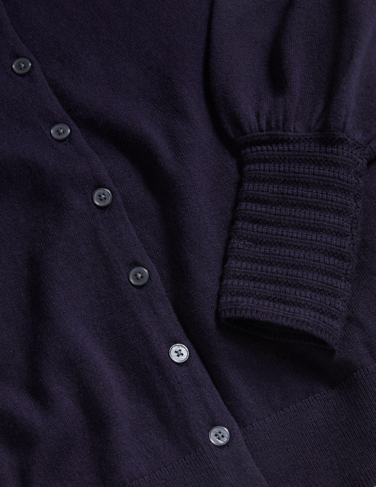Pointelle Detail Cardigan-Navy-5