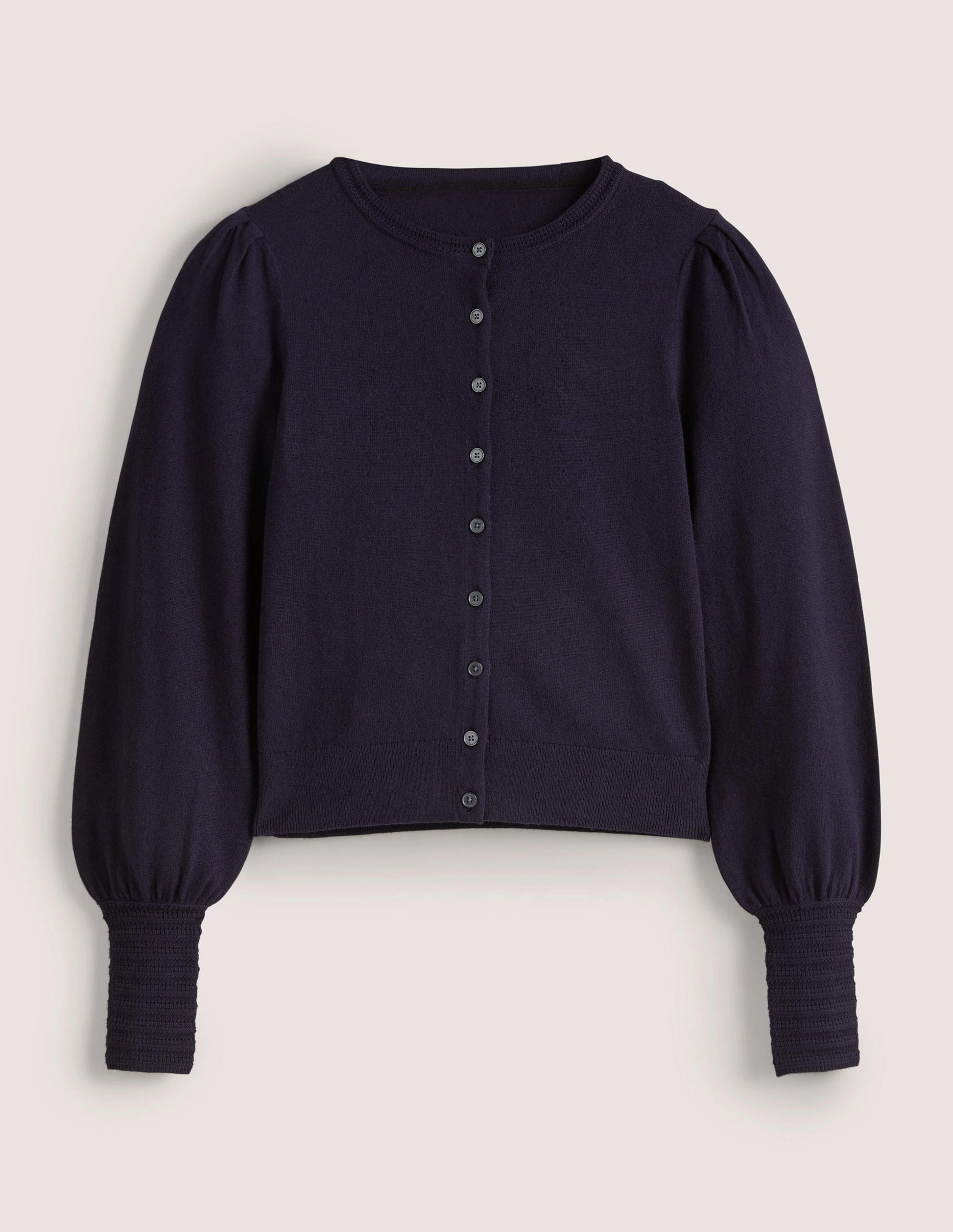Pointelle Detail Cardigan-Navy-6