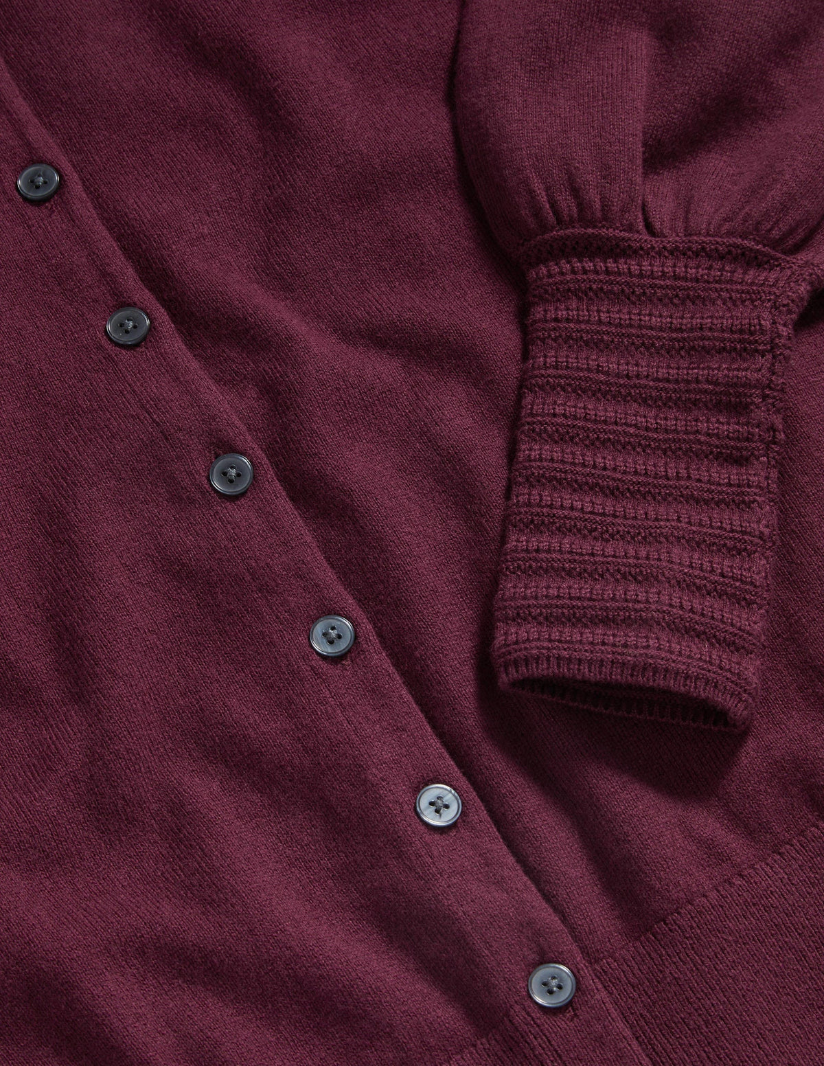Pointelle Detail Cardigan-Mulled Wine Purple - Image 6