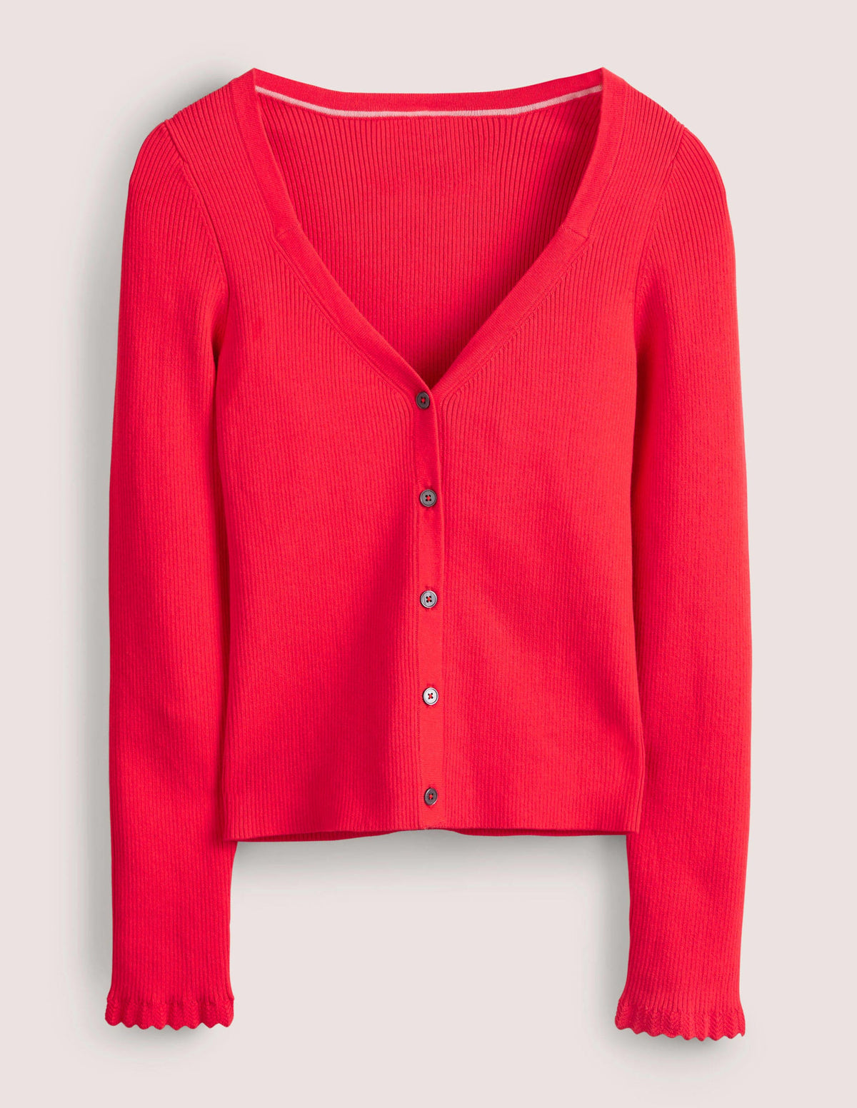 Ribbed Sweetheart Cardigan-Strawberry Tart Red - Image 7