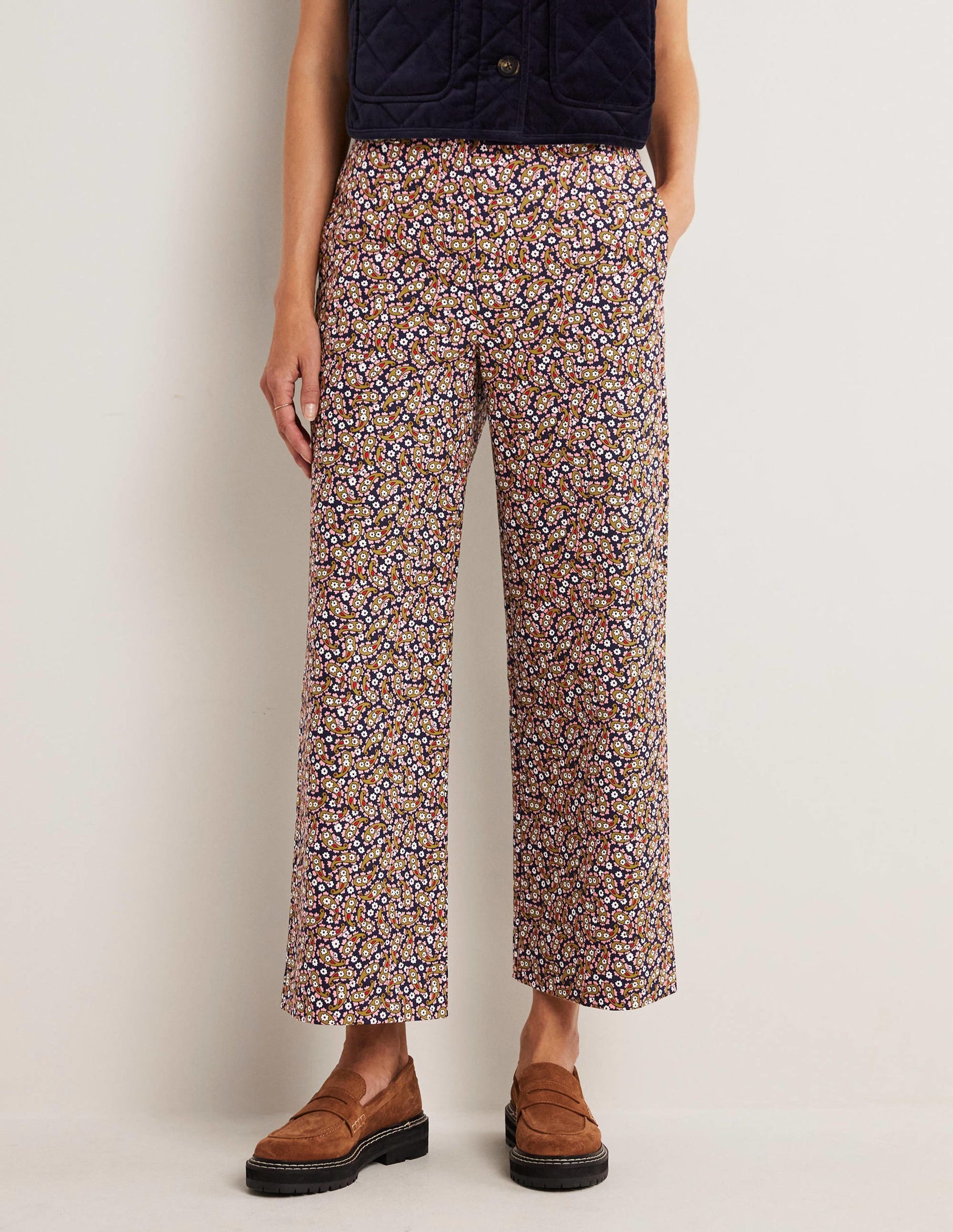 High Waisted Richmond Pants-Citronelle, Petal Paisley-4