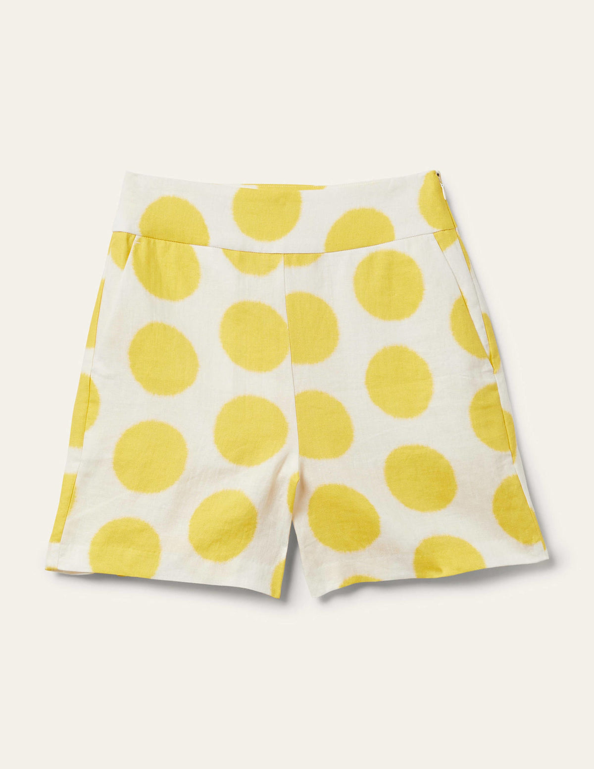 Georgina Linen Shorts-Lemon Fizz, Ikat Spot - Image 6