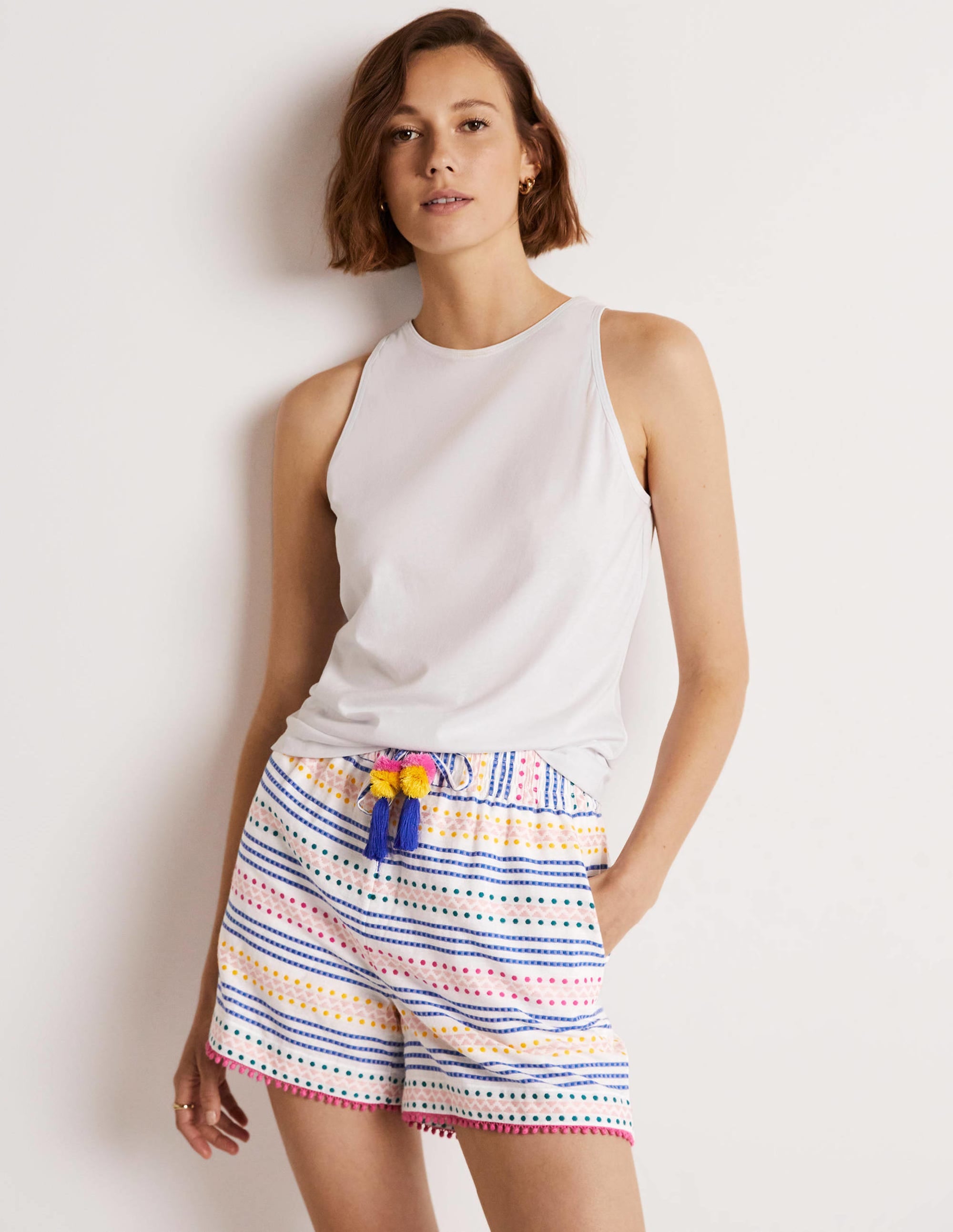 Pull On Cotton Shorts-Multi Dobby Stripe - Image 1