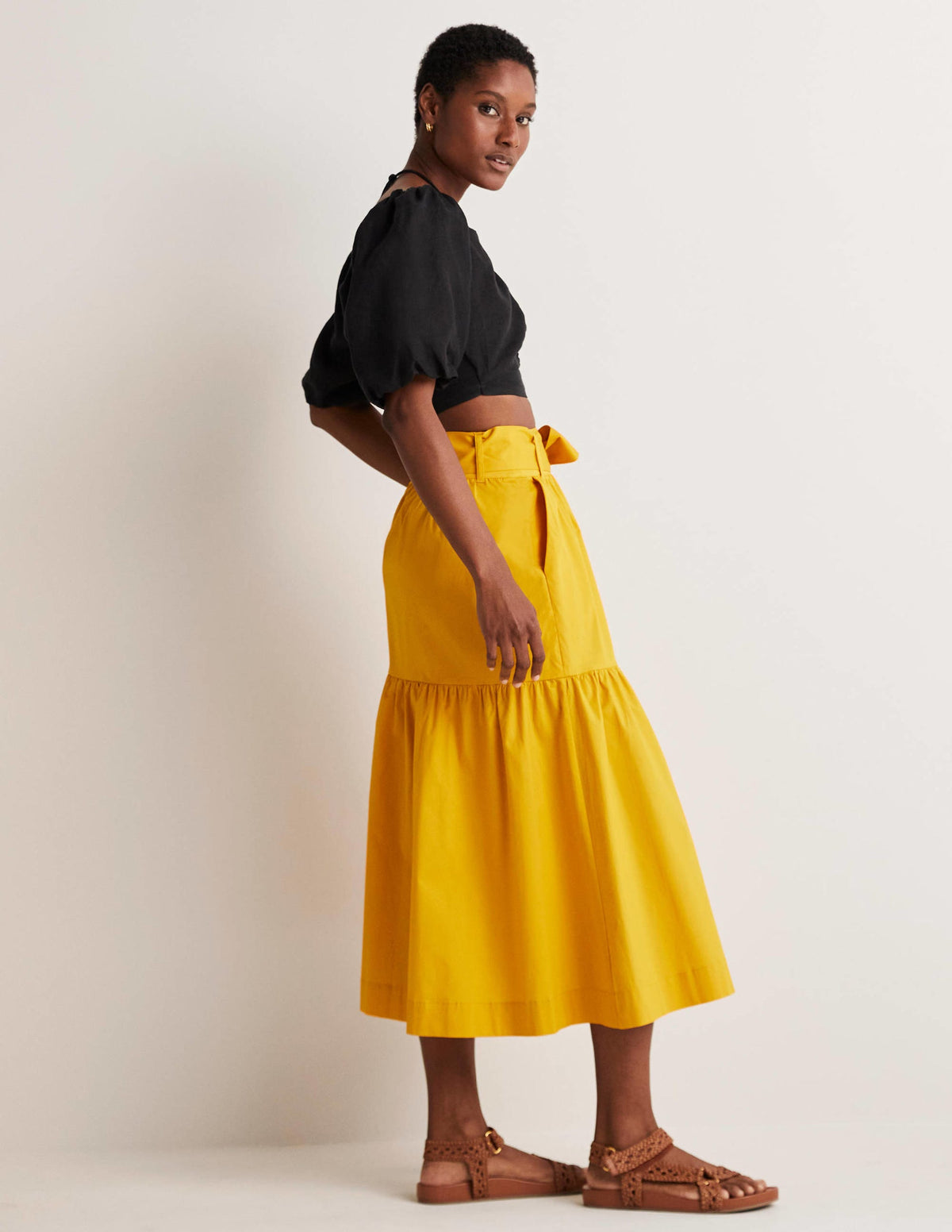 Tiered Belted Midi Skirt-Honeycomb - Image 12