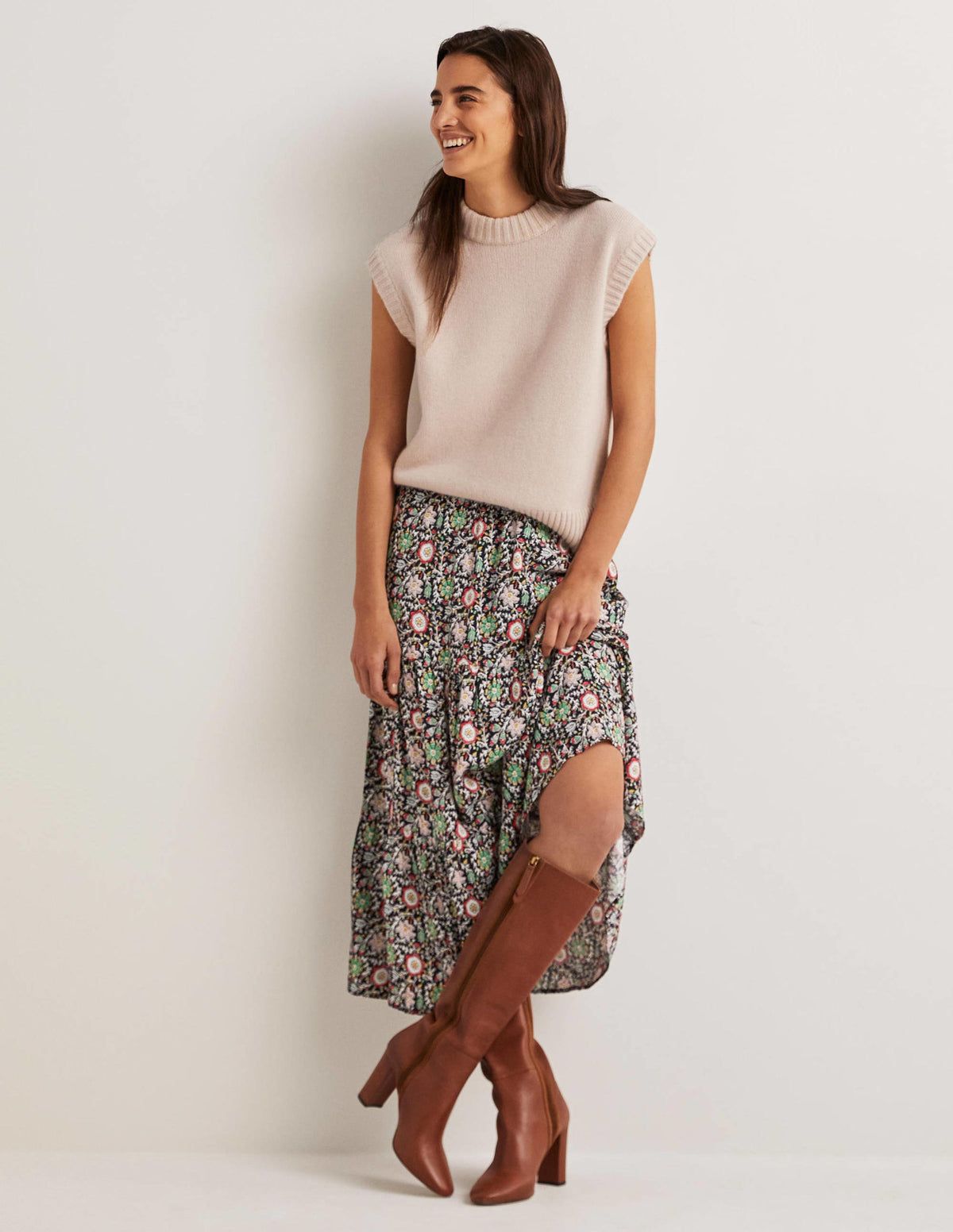 Tiered Midi Skirt-Multi, Enchanting Twig-1