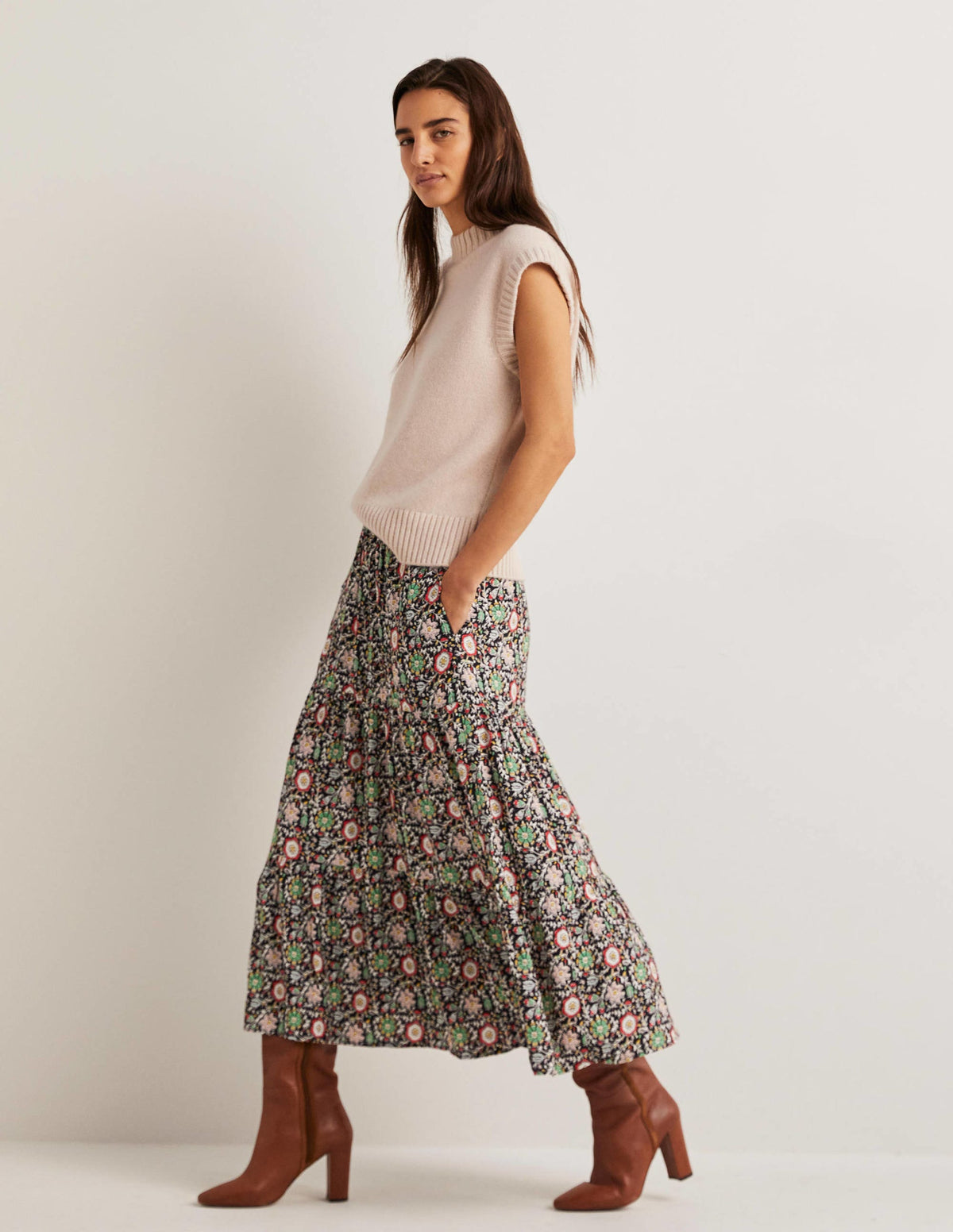 Tiered Midi Skirt-Multi, Enchanting Twig - Image 5