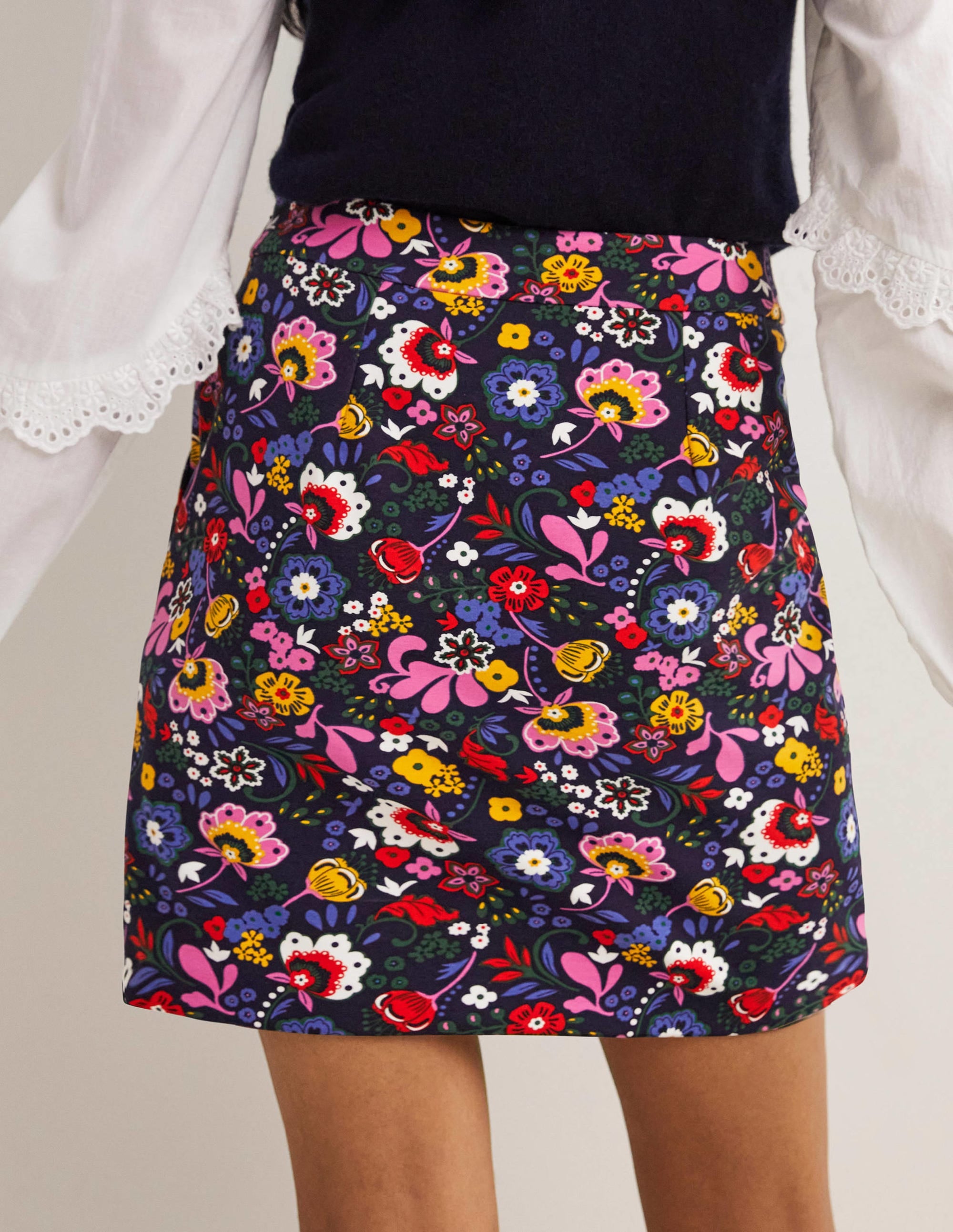 Ponte A-line Mini Skirt-Navy, Pretty Paradise - Image 3