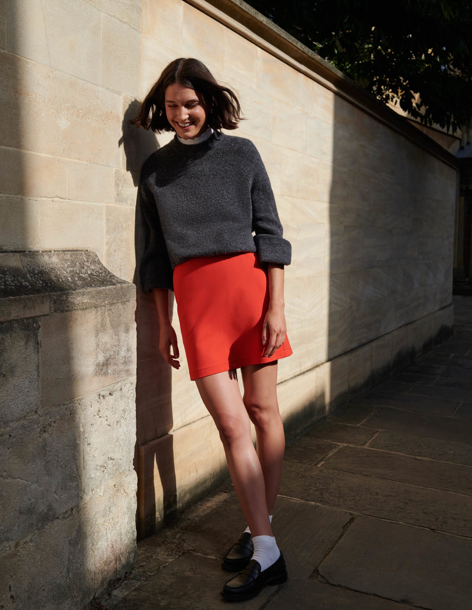 Ponte A-line Mini Skirt-Rocket Red - Image 7