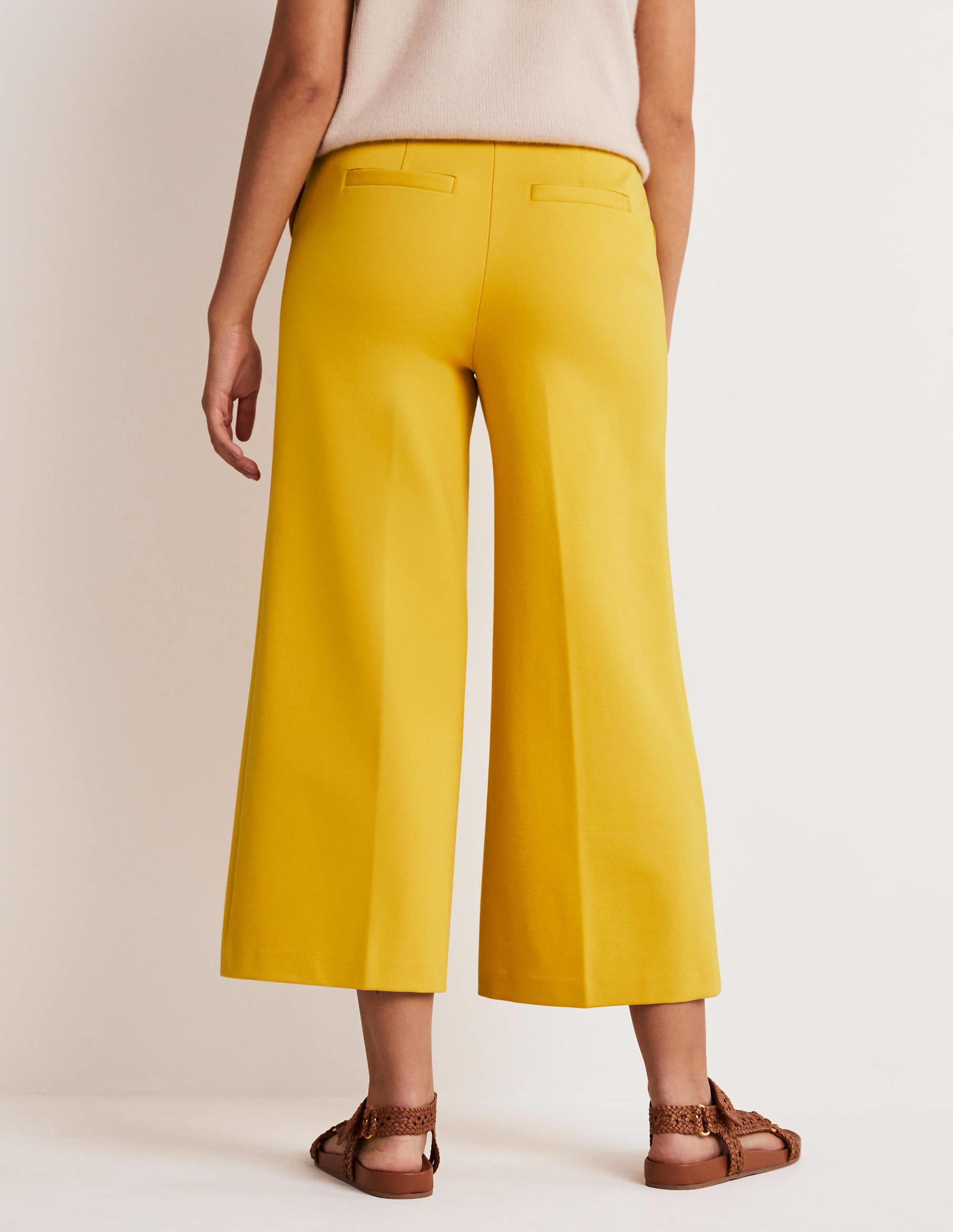 Jersey Wide Leg Culottes-Honeycomb Yellow - Image 7