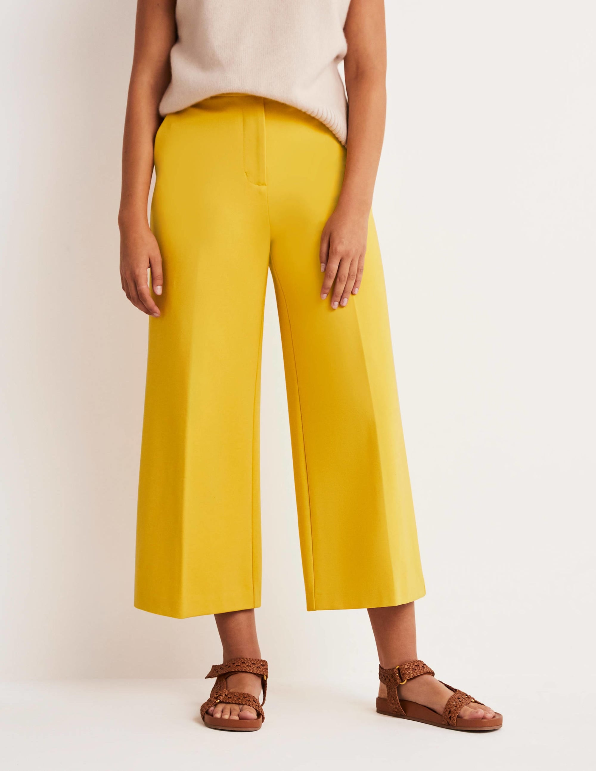 Jersey Wide Leg Culottes-Honeycomb Yellow - Image 8