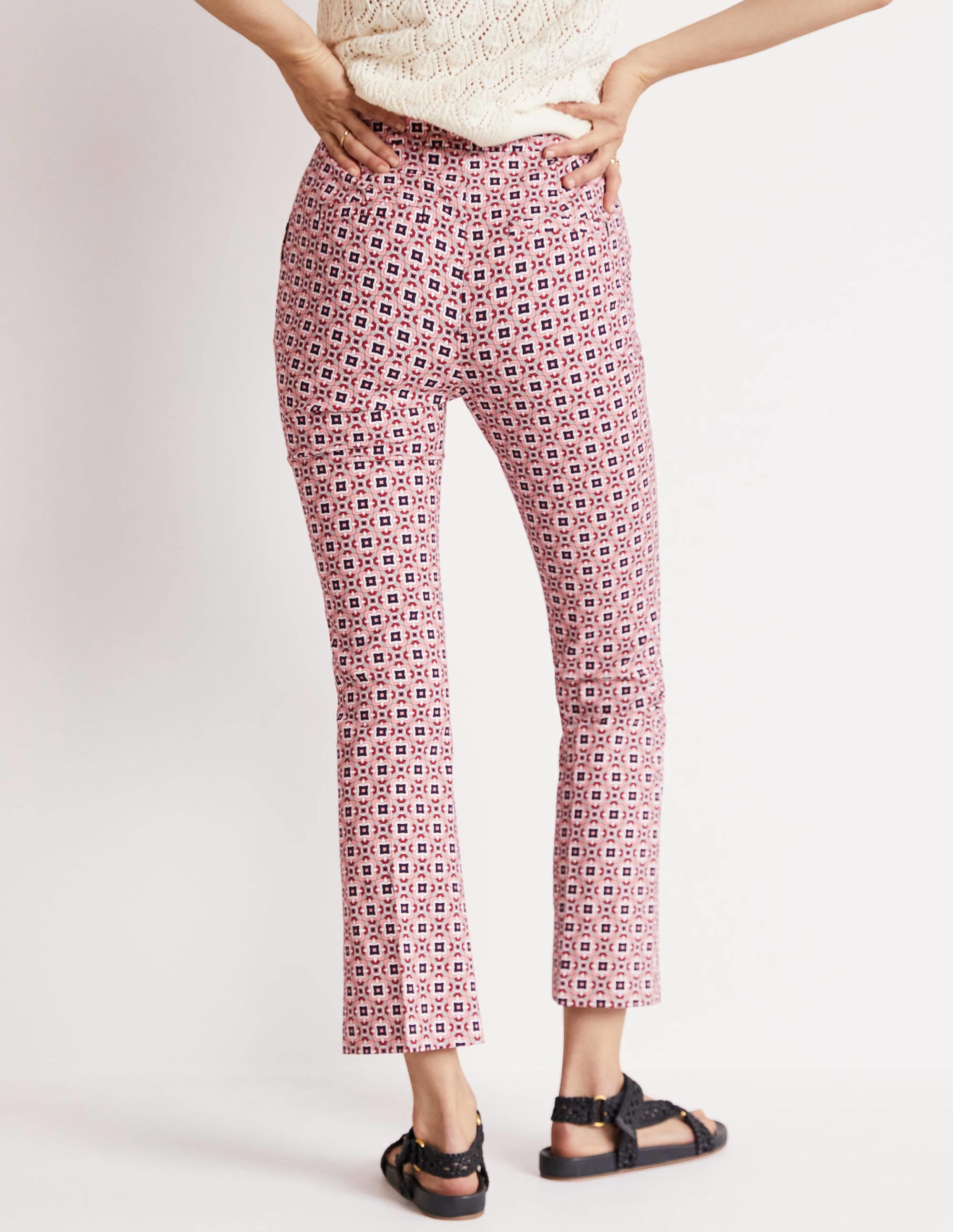 Cropped Flare Pants-Almond Pink, Square Geo - Image 3
